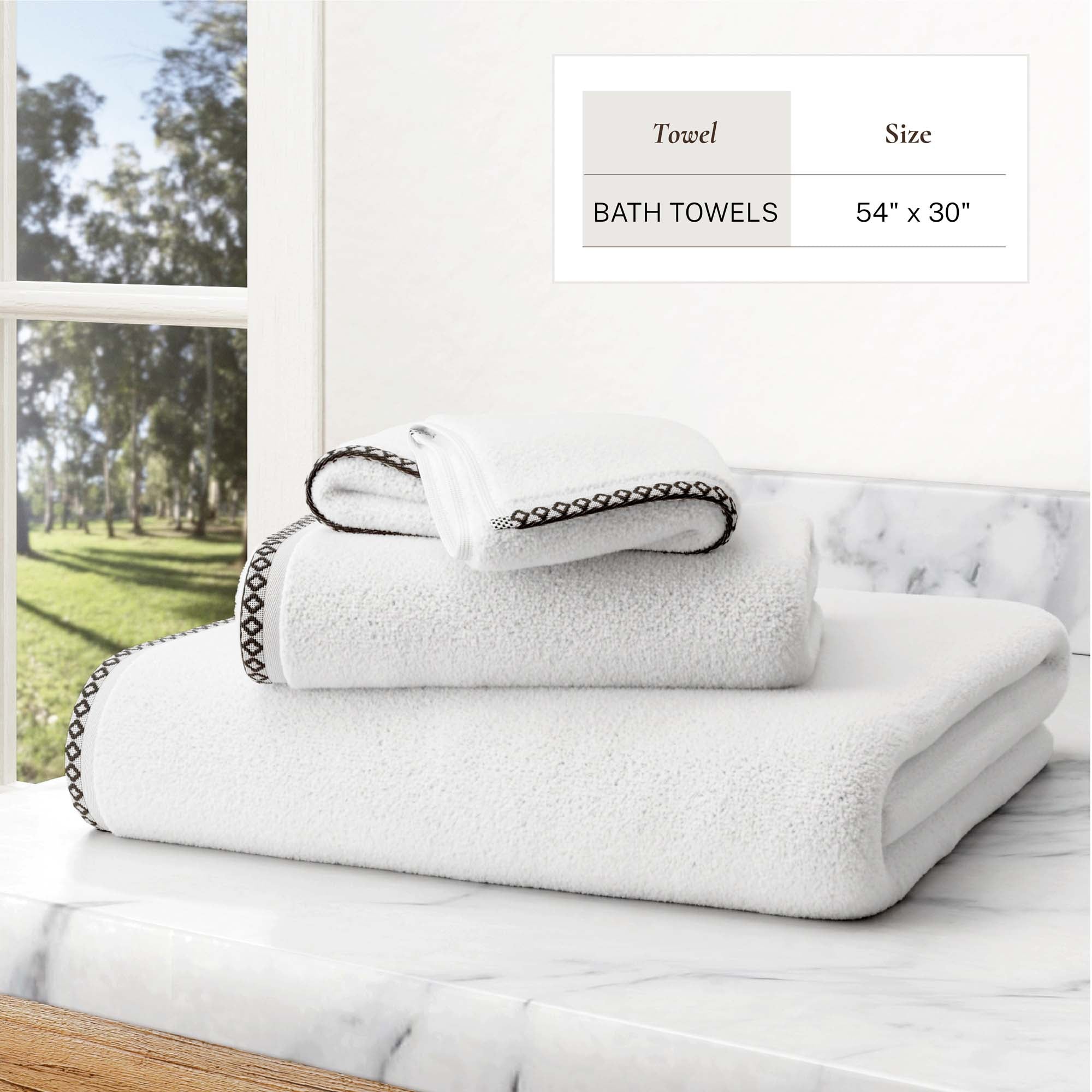 Cotton Border-Stitched 6-Piece Towel Set - Valery Collection - Best Buy Furniture