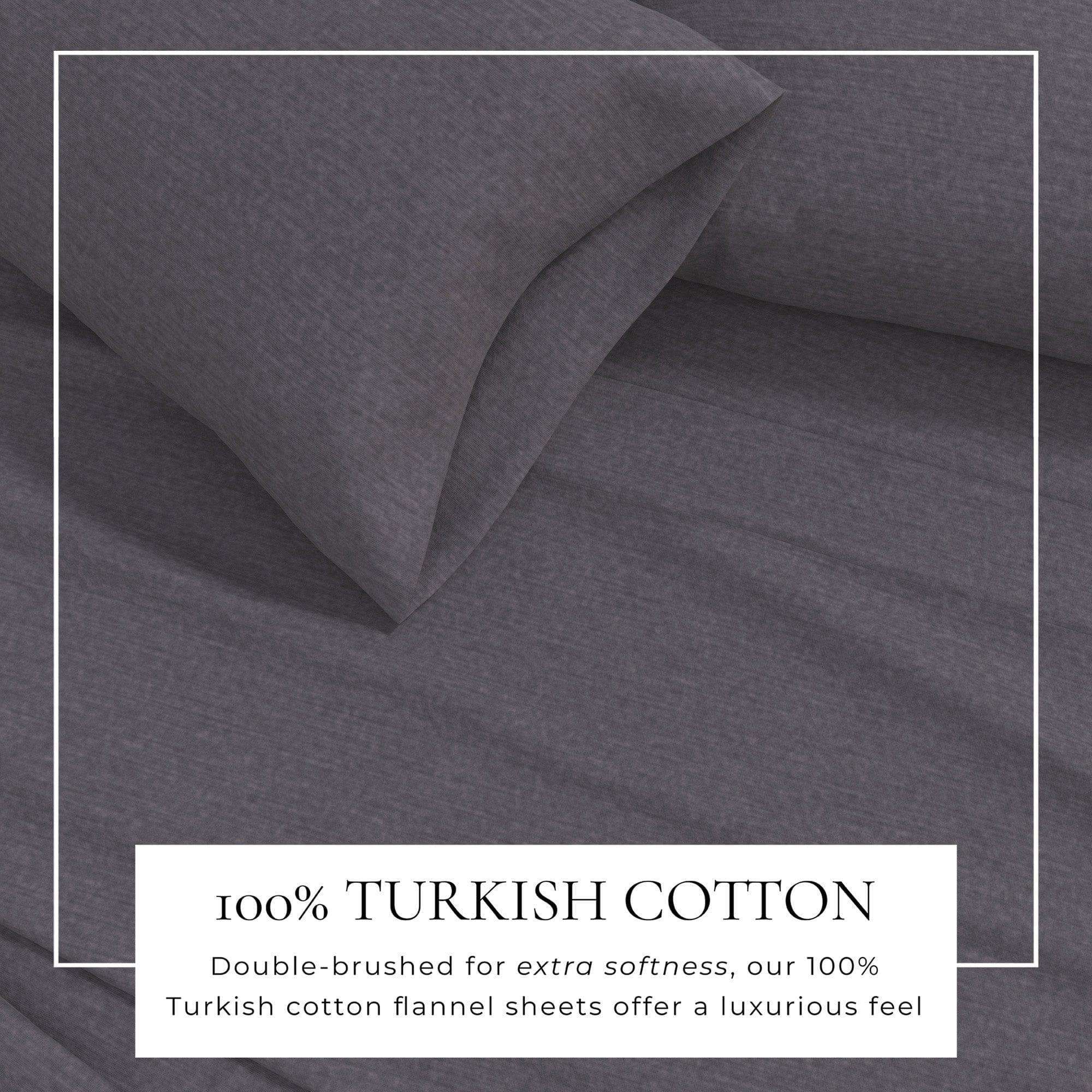 4 Piece Heathered Solid Cotton Blend Flannel Sheet Set - Anders Collection - Best Buy Furniture