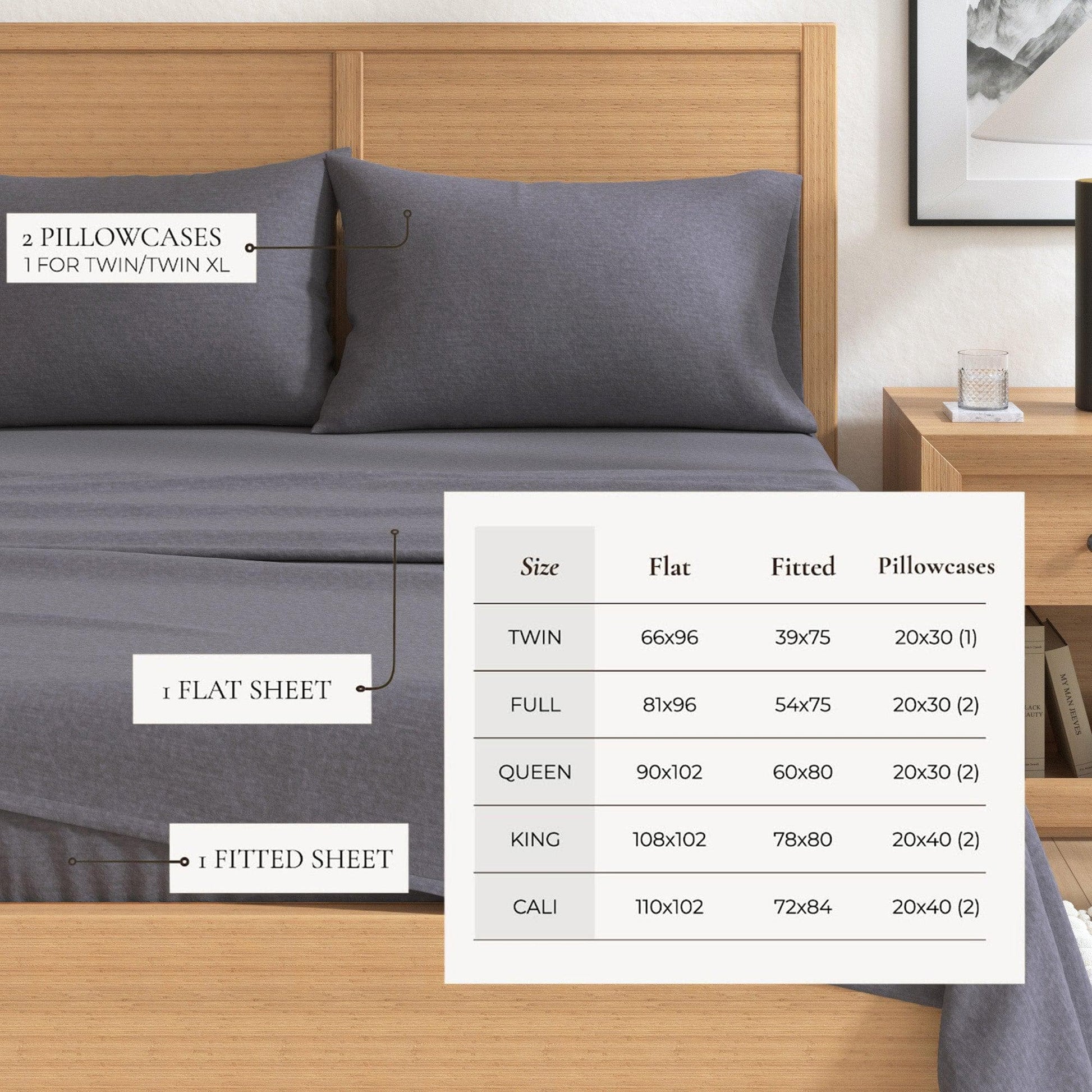 4 Piece Heathered Solid Cotton Blend Flannel Sheet Set - Anders Collection - Best Buy Furniture