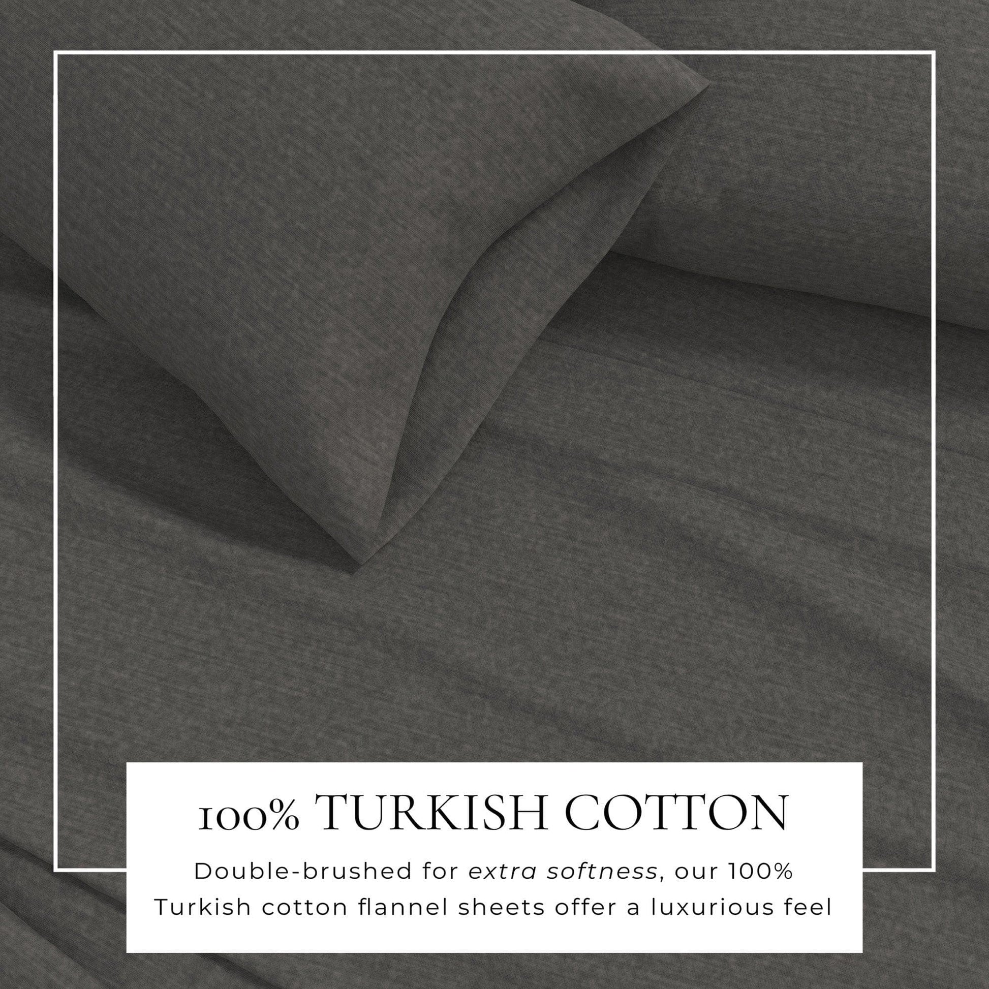 4 Piece Heathered Solid Cotton Blend Flannel Sheet Set - Anders Collection - Best Buy Furniture