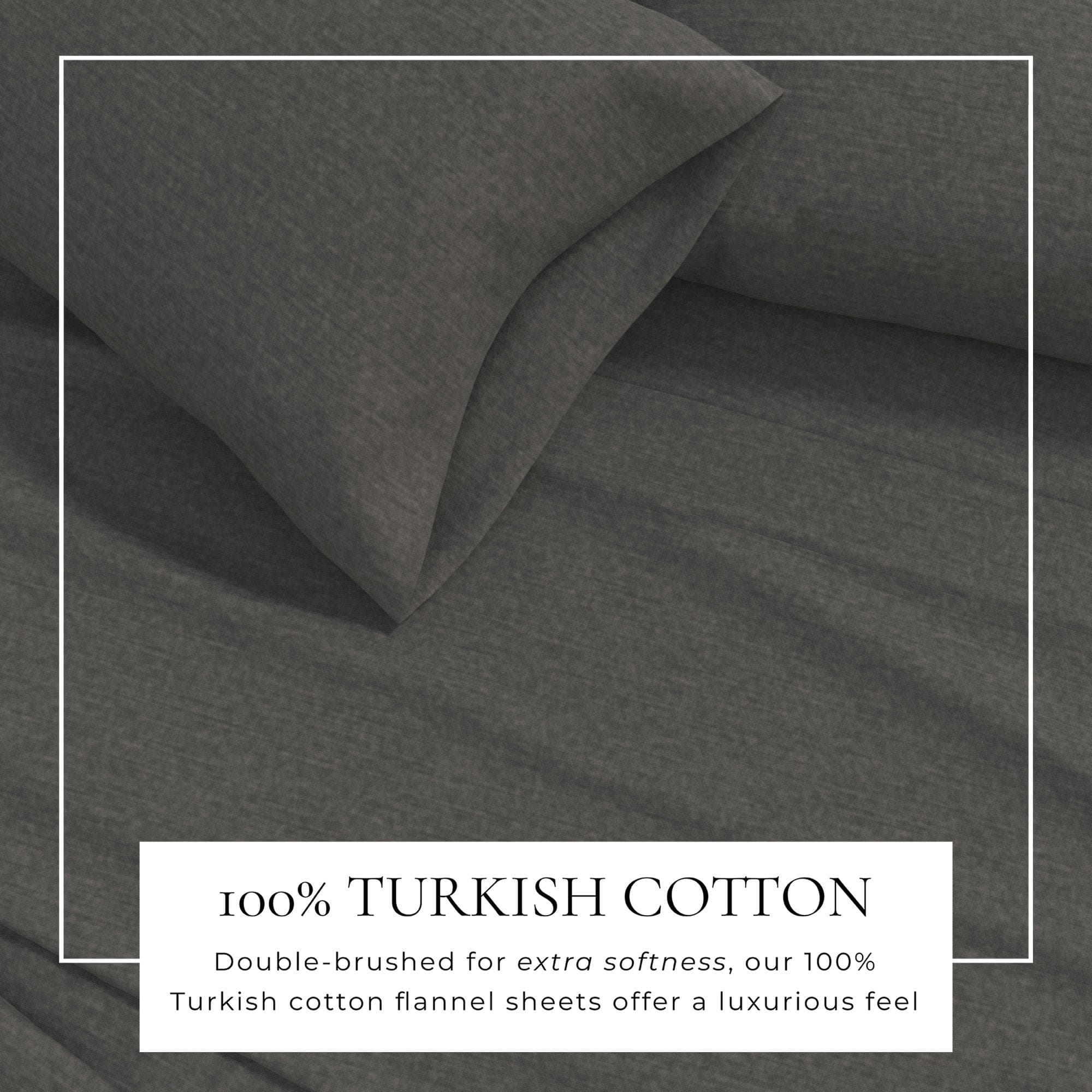 4 Piece Heathered Solid Cotton Blend Flannel Sheet Set - Anders Collection - Best Buy Furniture