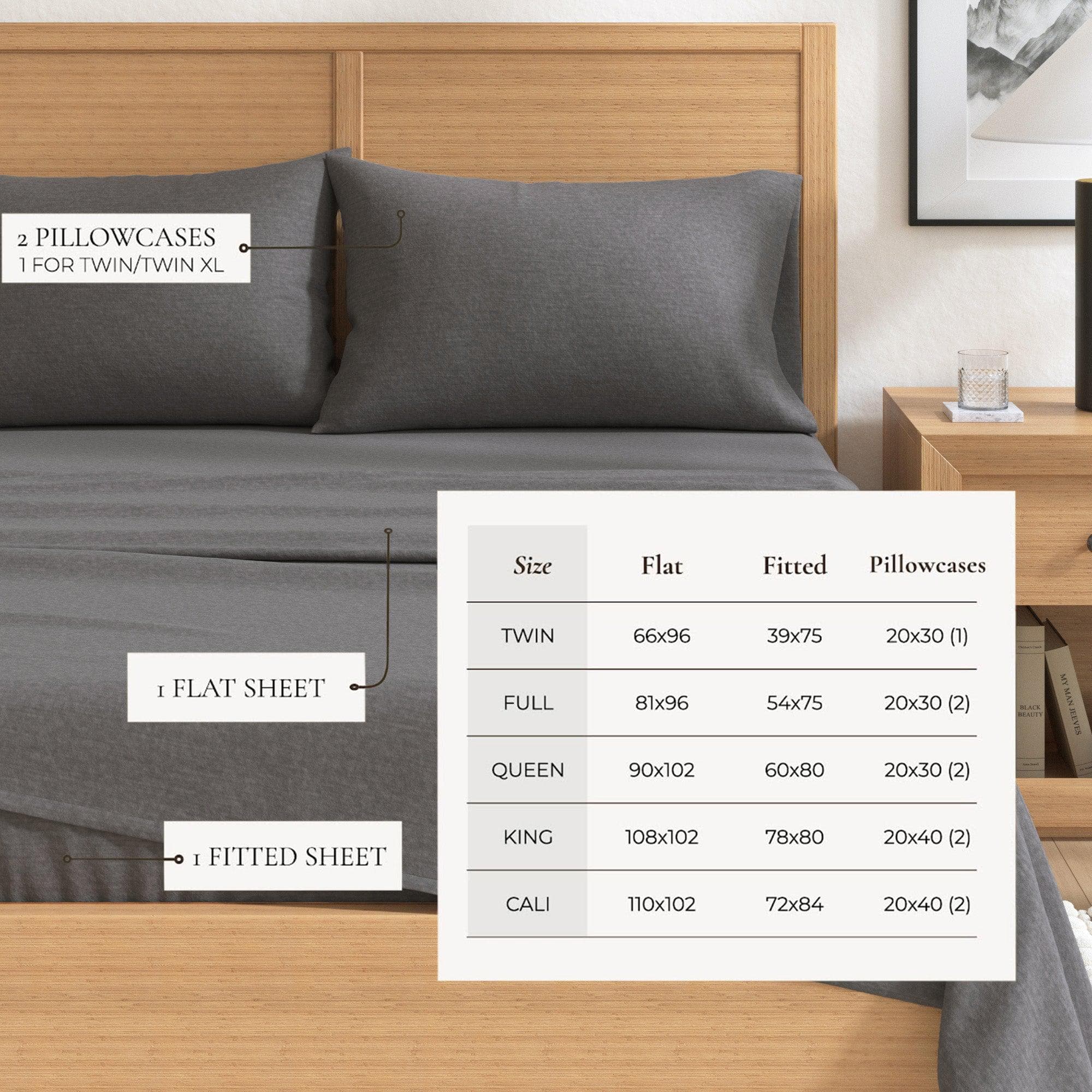 4 Piece Heathered Solid Cotton Blend Flannel Sheet Set - Anders Collection - Best Buy Furniture