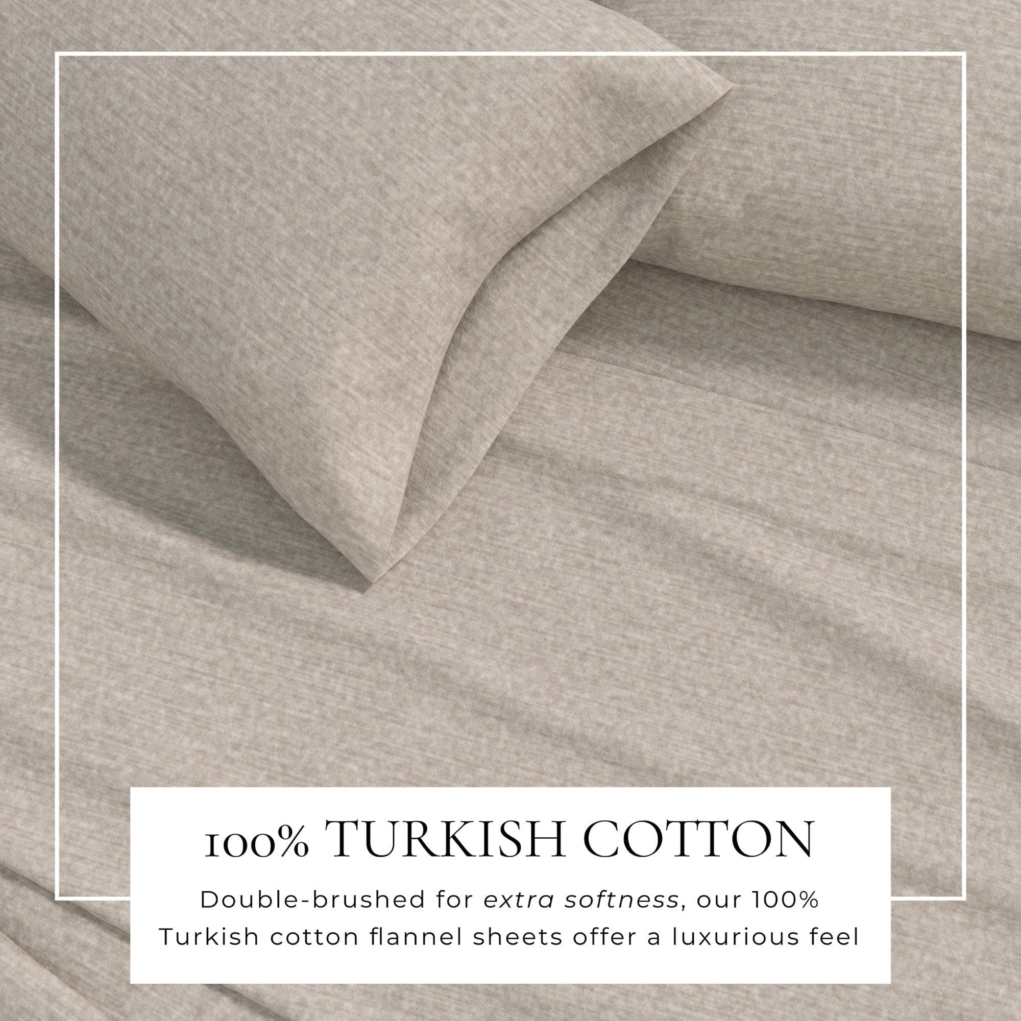 4 Piece Heathered Solid Cotton Blend Flannel Sheet Set - Anders Collection - Best Buy Furniture