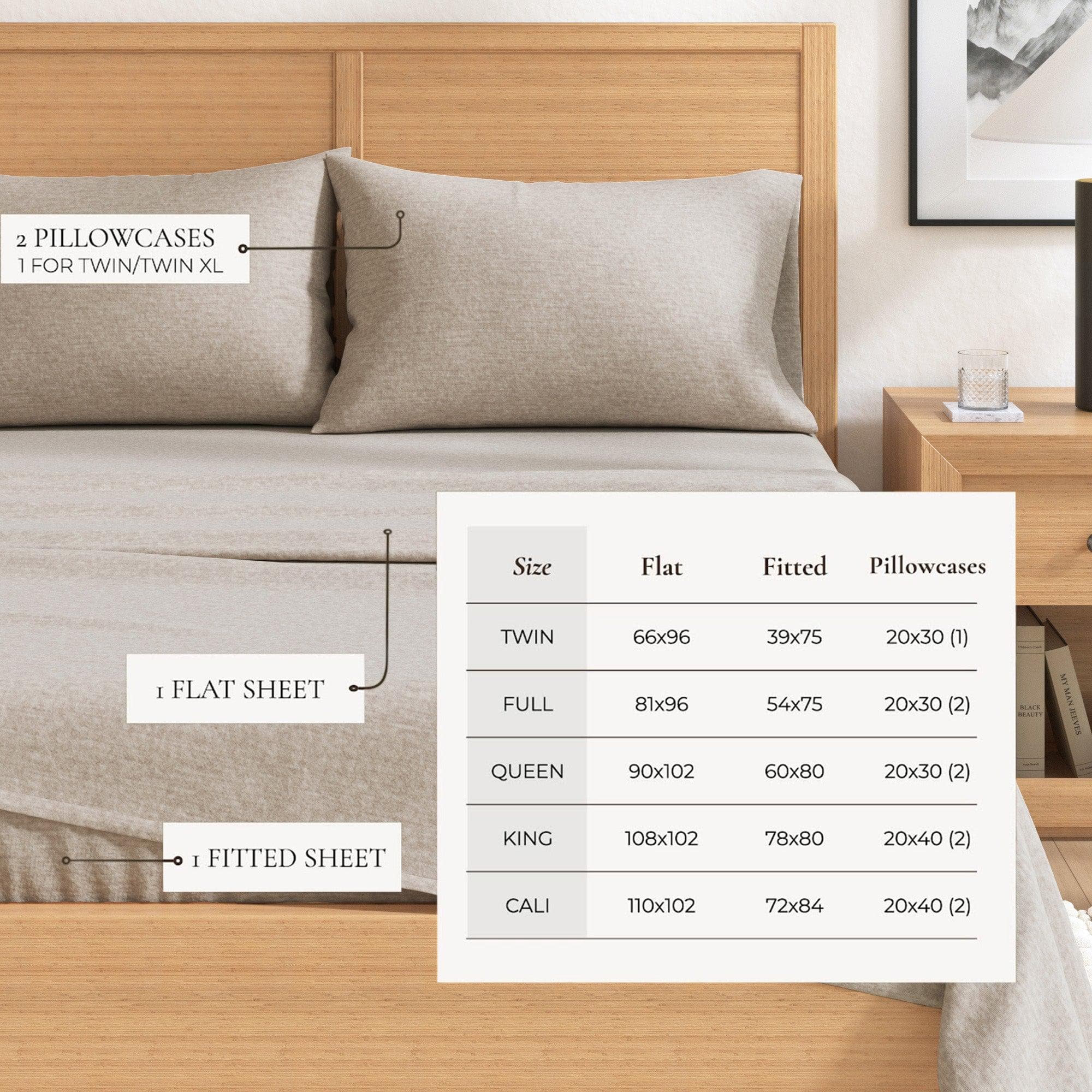 4 Piece Heathered Solid Cotton Blend Flannel Sheet Set - Anders Collection - Best Buy Furniture