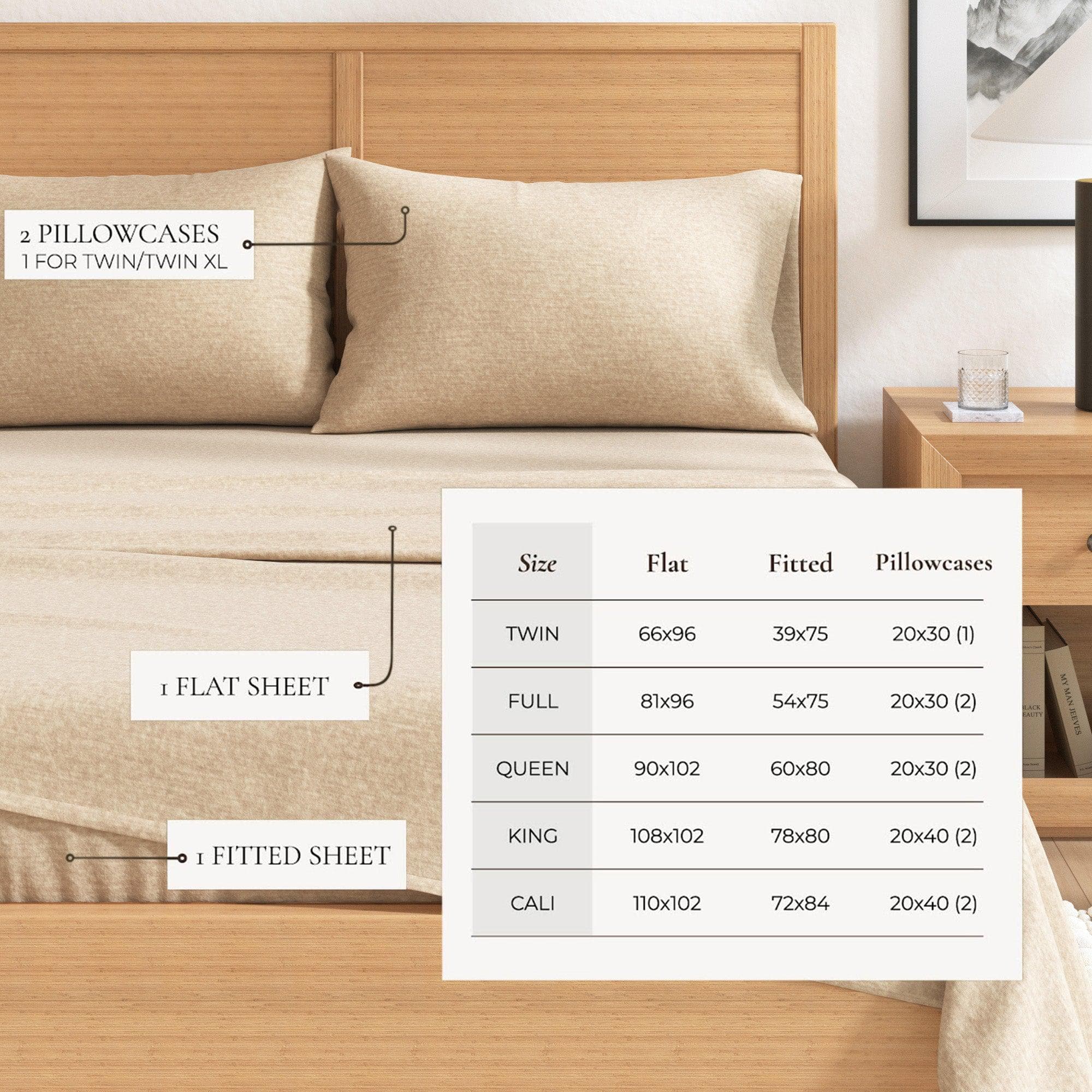 4 Piece Heathered Solid Cotton Blend Flannel Sheet Set - Anders Collection - Best Buy Furniture