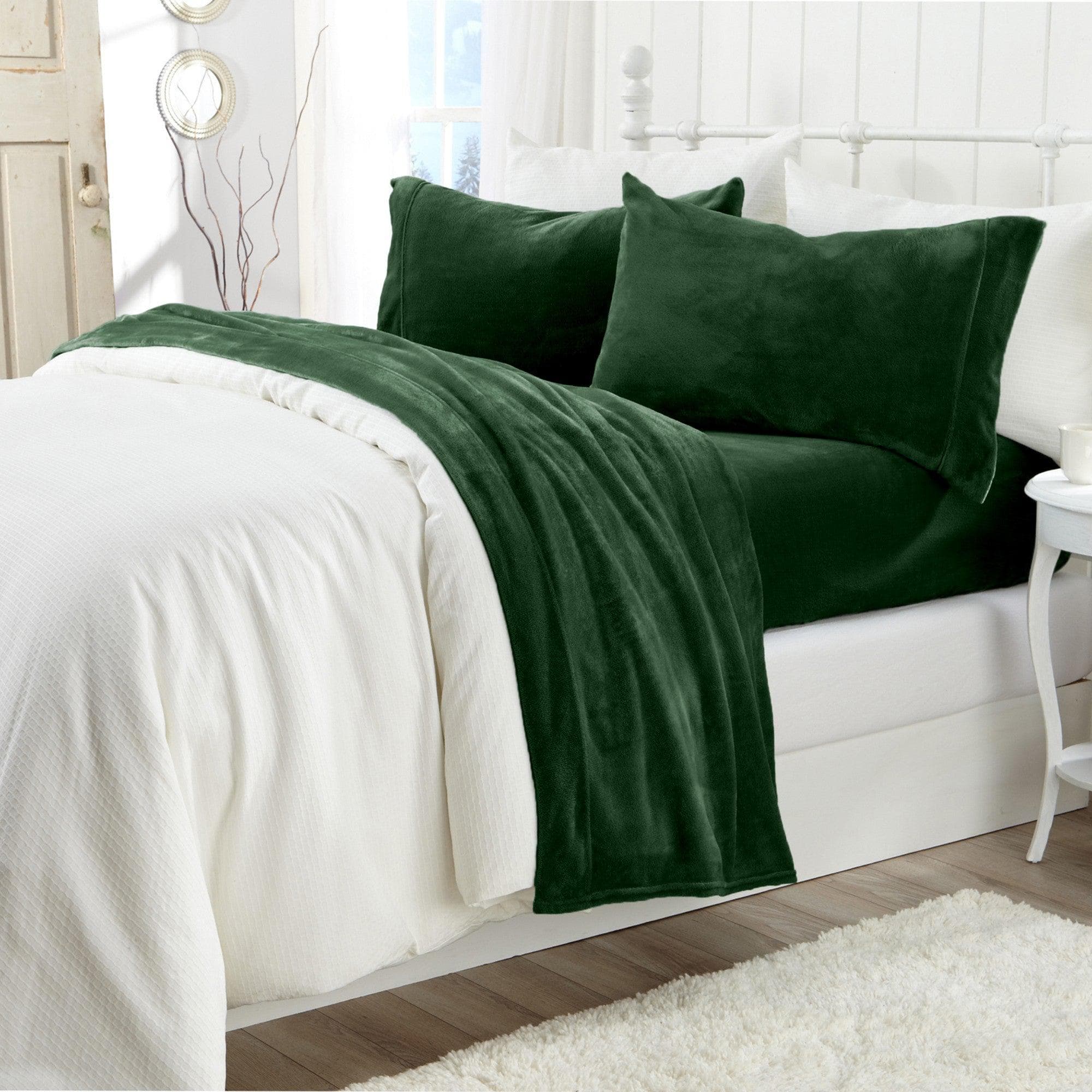 4-Piece Solid Jewel-Toned Plush Sheet - Velvet Luxe Collection - Best Buy Furniture