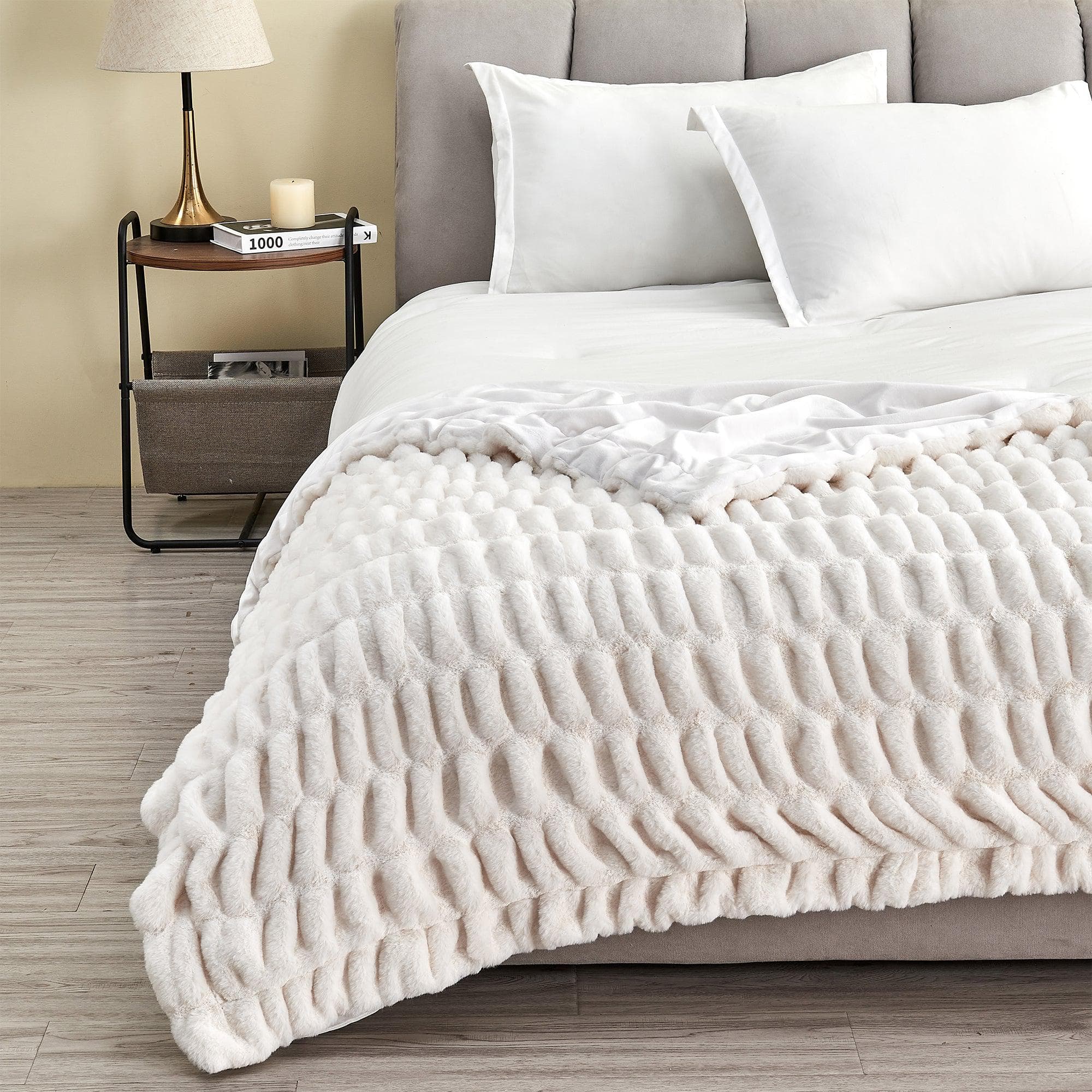 Ruched Faux Fur Throw Blanket - Alondra Collection - Best Buy Furniture