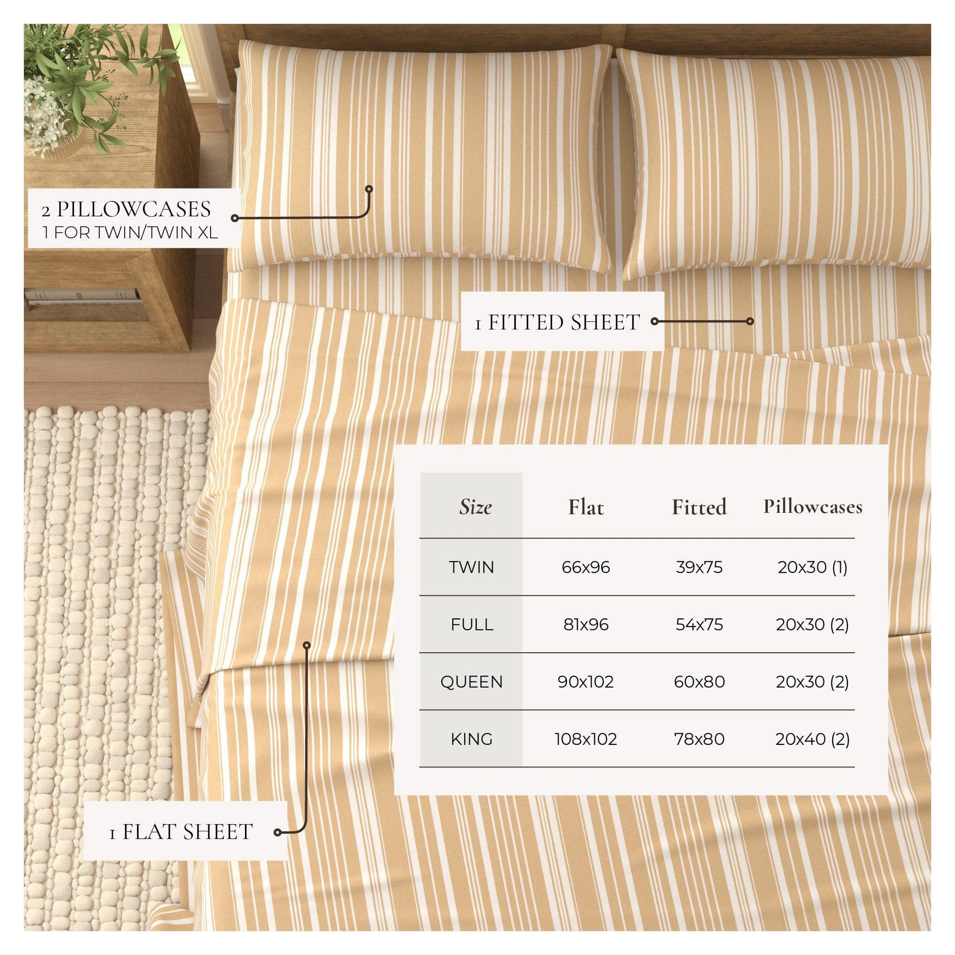 4-Piece Striped Microfiber Sheet Set - Elouise Collection - Best Buy Furniture