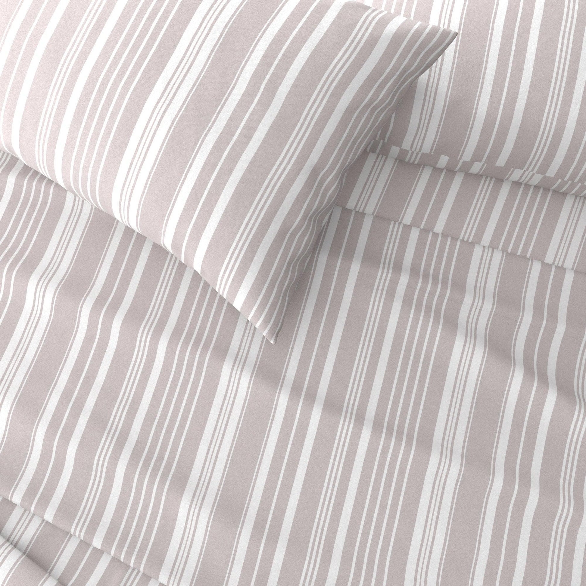 4-Piece Striped Microfiber Sheet Set - Elouise Collection - Best Buy Furniture