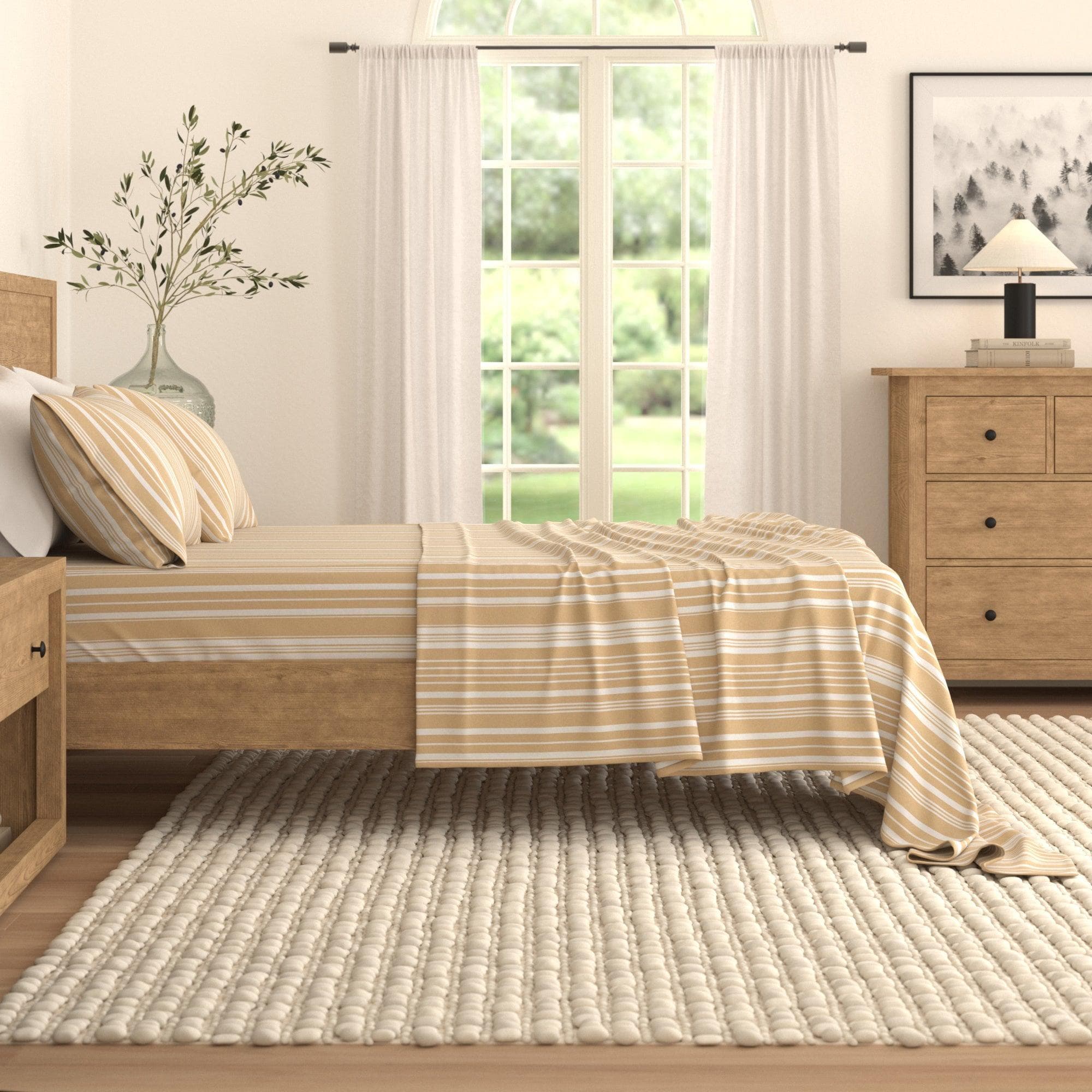 4-Piece Striped Microfiber Sheet Set - Elouise Collection - Best Buy Furniture