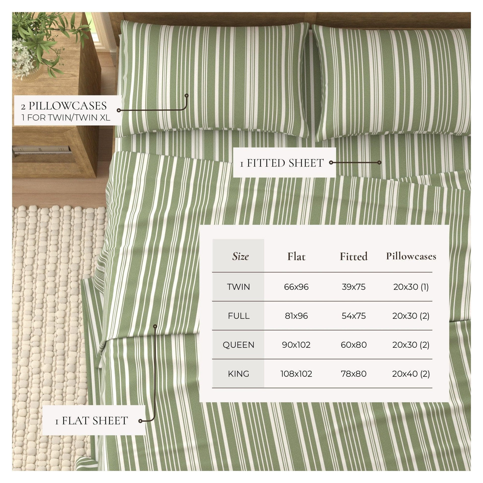 4-Piece Striped Microfiber Sheet Set - Elouise Collection - Best Buy Furniture