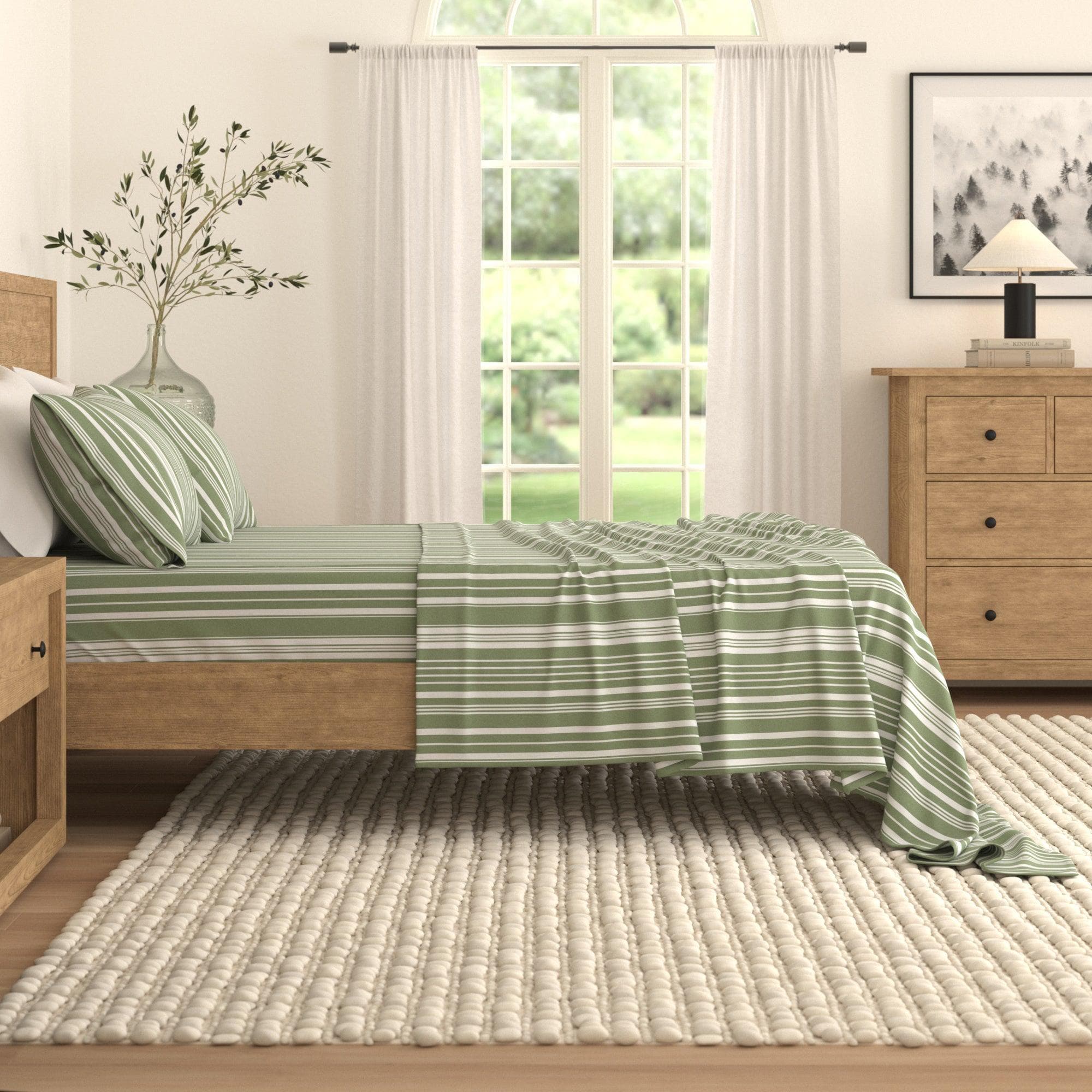 4-Piece Striped Microfiber Sheet Set - Elouise Collection - Best Buy Furniture