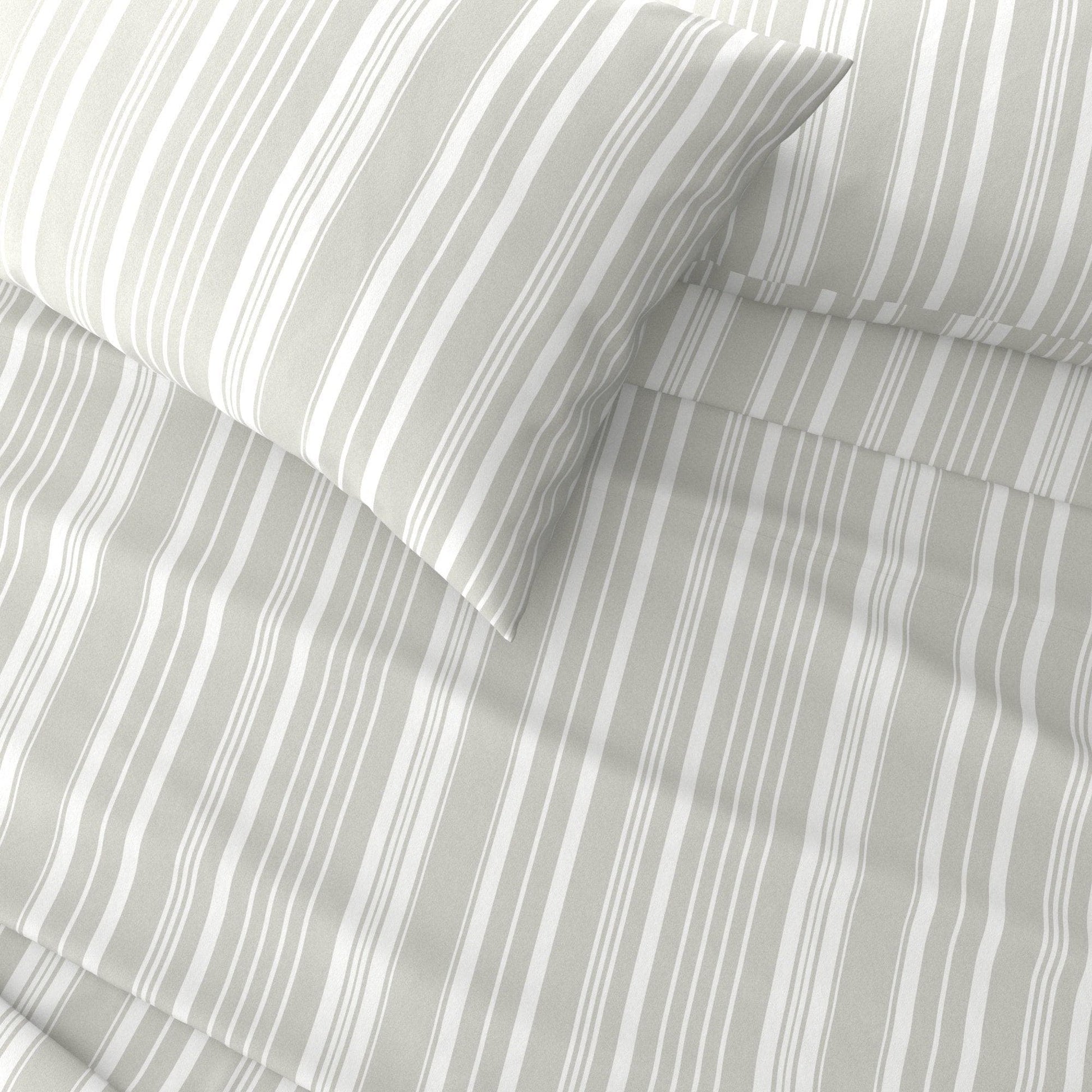 4-Piece Striped Microfiber Sheet Set - Elouise Collection - Best Buy Furniture