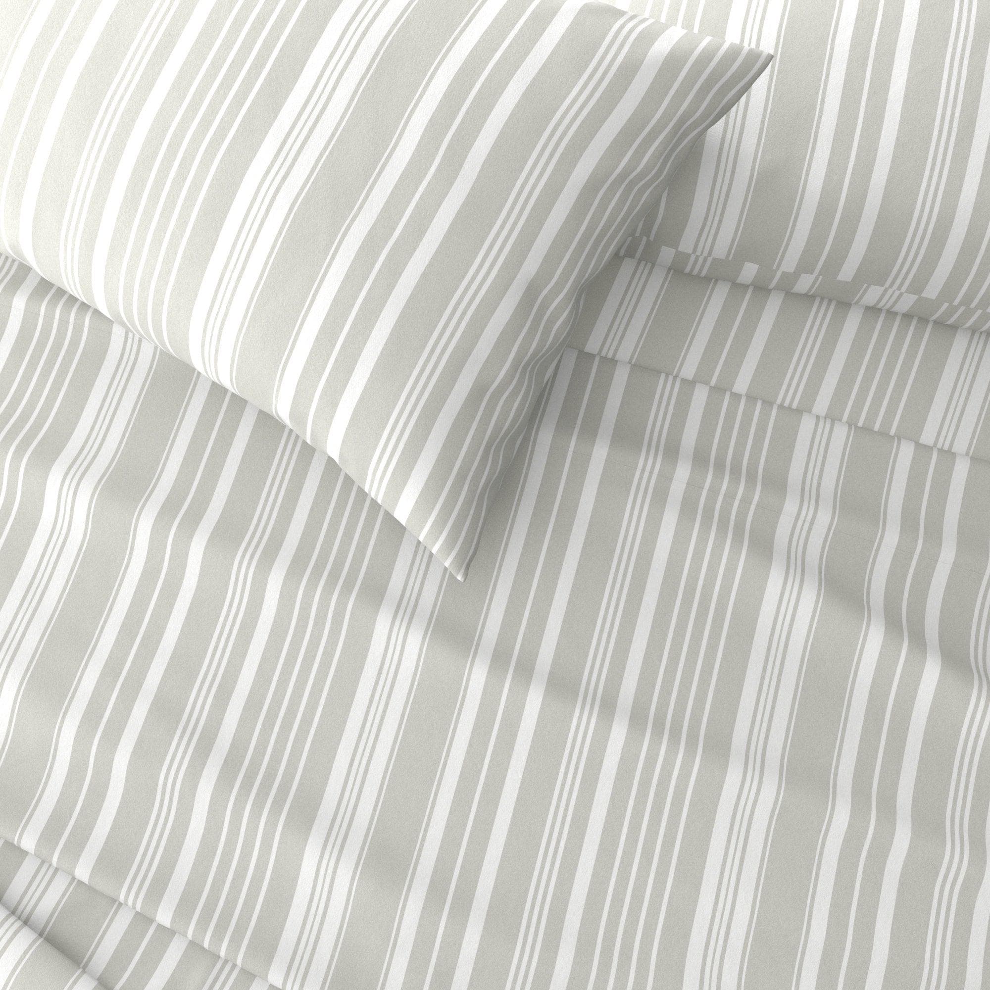 4-Piece Striped Microfiber Sheet Set - Elouise Collection - Best Buy Furniture