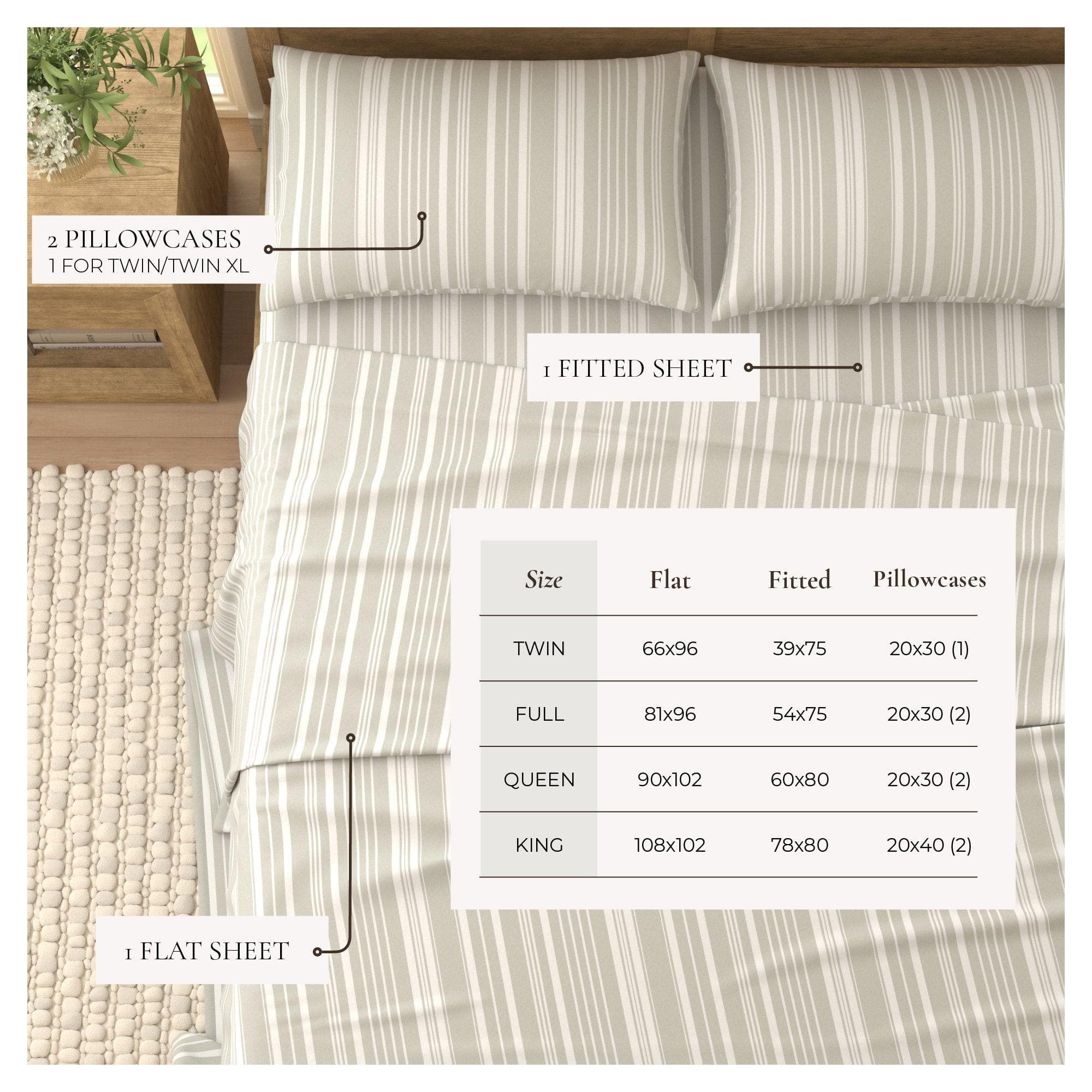 4-Piece Striped Microfiber Sheet Set - Elouise Collection - Best Buy Furniture