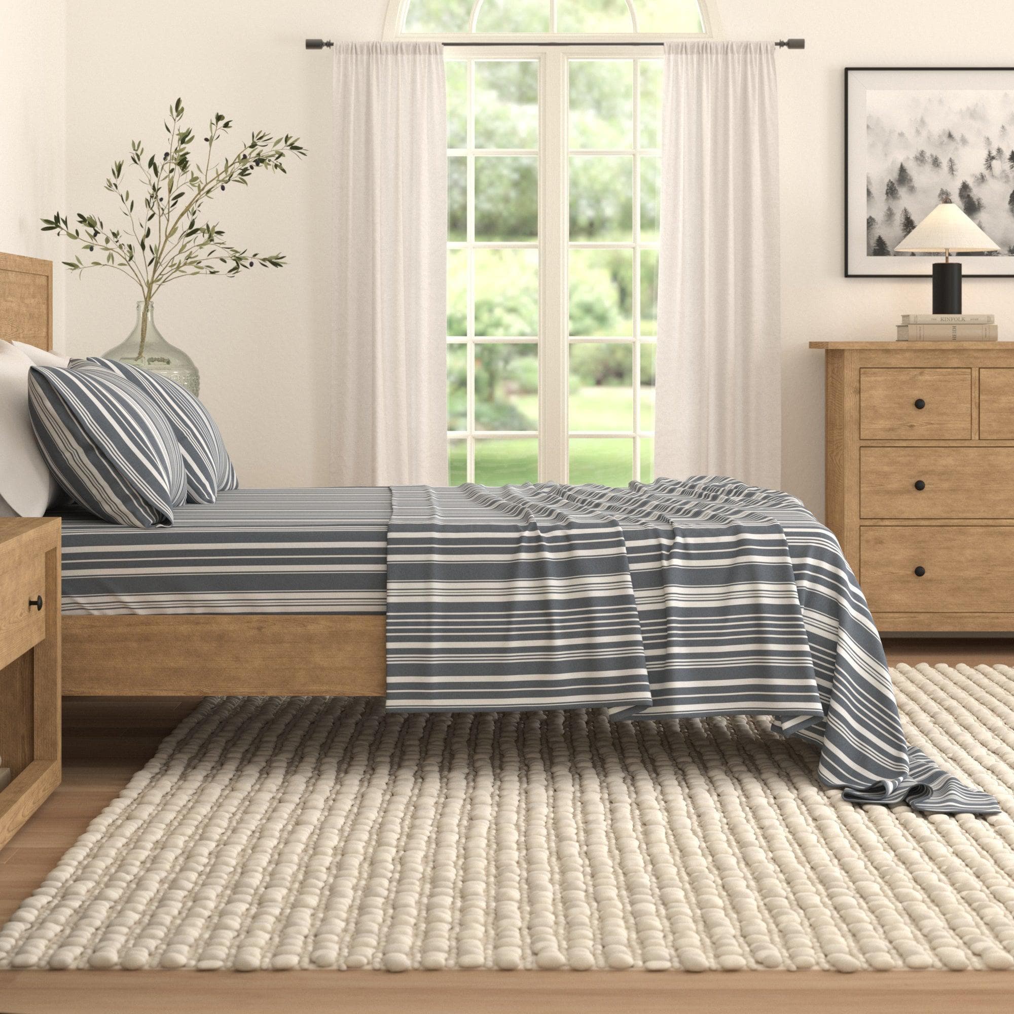 4-Piece Striped Microfiber Sheet Set - Elouise Collection - Best Buy Furniture