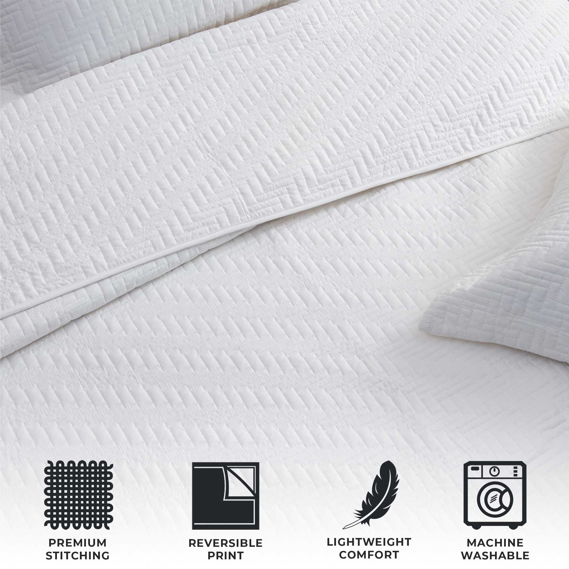 3-Piece Herringbone Stitched Quilt - Louise Collection - Best Buy Furniture