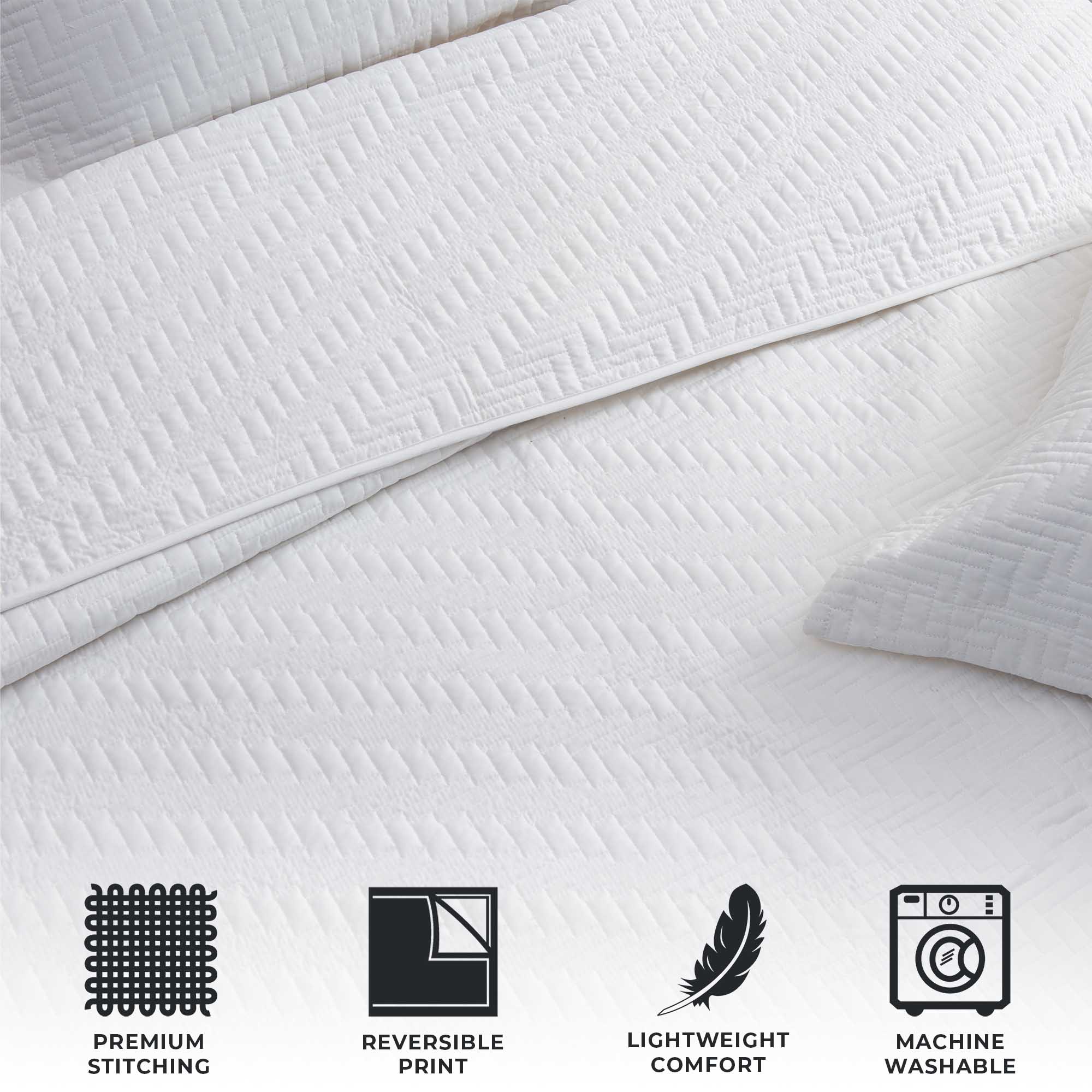 3-Piece Herringbone Stitched Quilt - Louise Collection - Best Buy Furniture