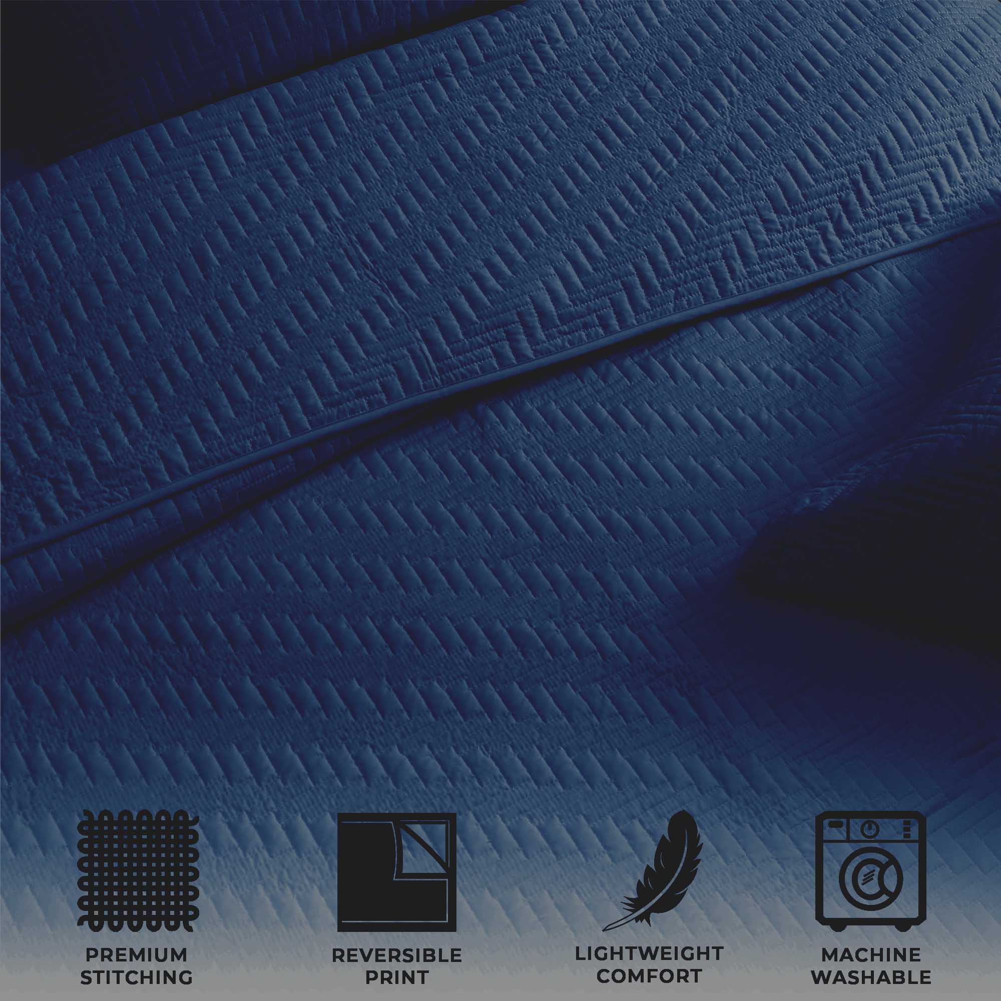 3-Piece Herringbone Stitched Quilt - Louise Collection - Best Buy Furniture