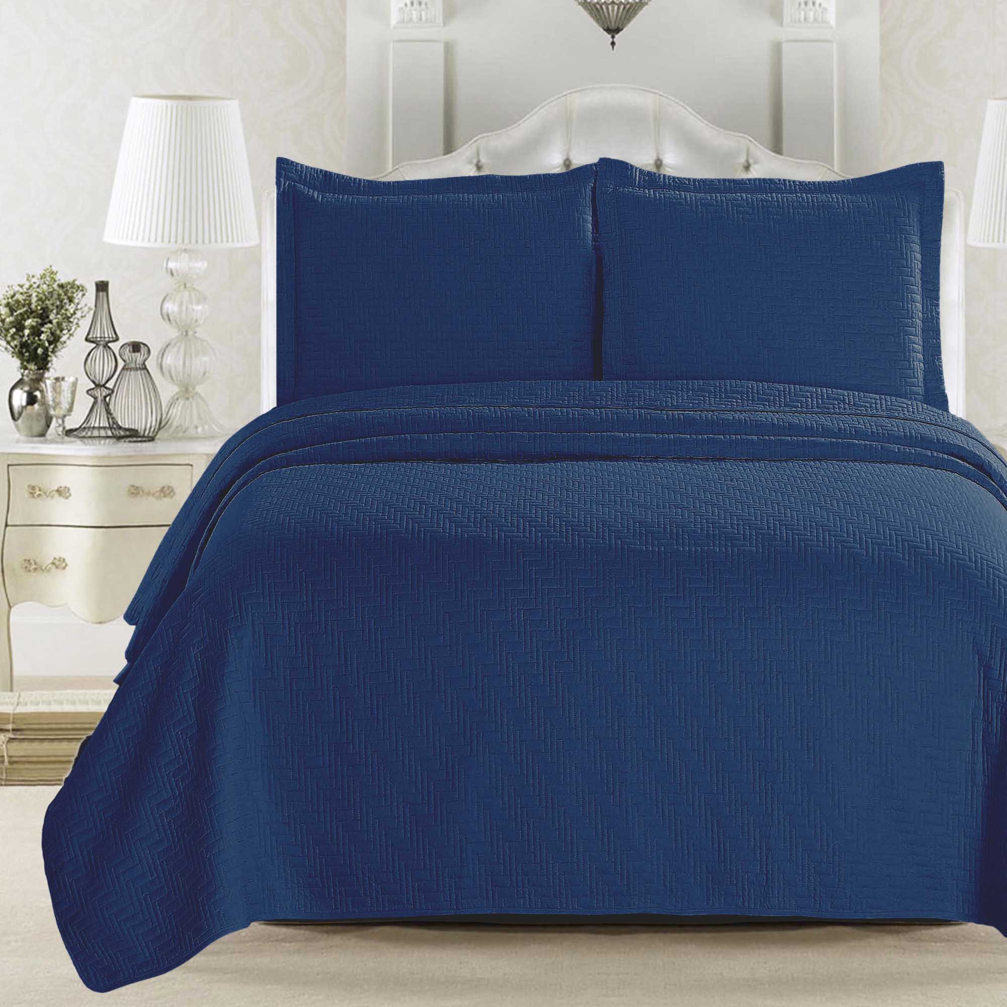 3-Piece Herringbone Stitched Quilt - Louise Collection - Best Buy Furniture