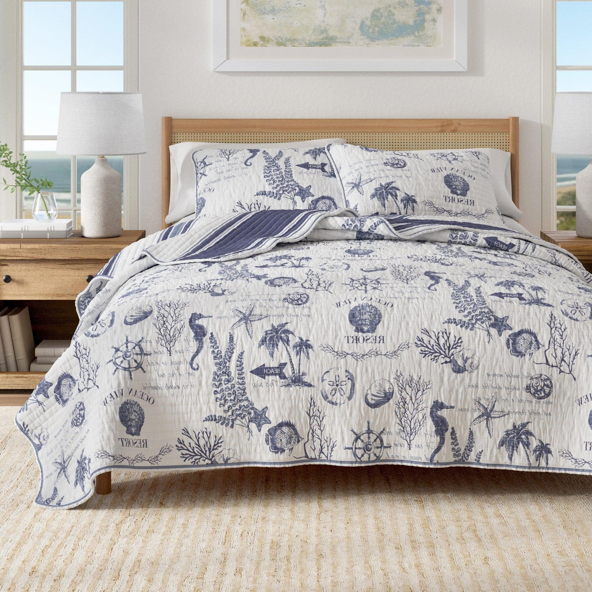 Coastal Printed Cotton Quilt Set - Calypso Collection - Best Buy Furniture