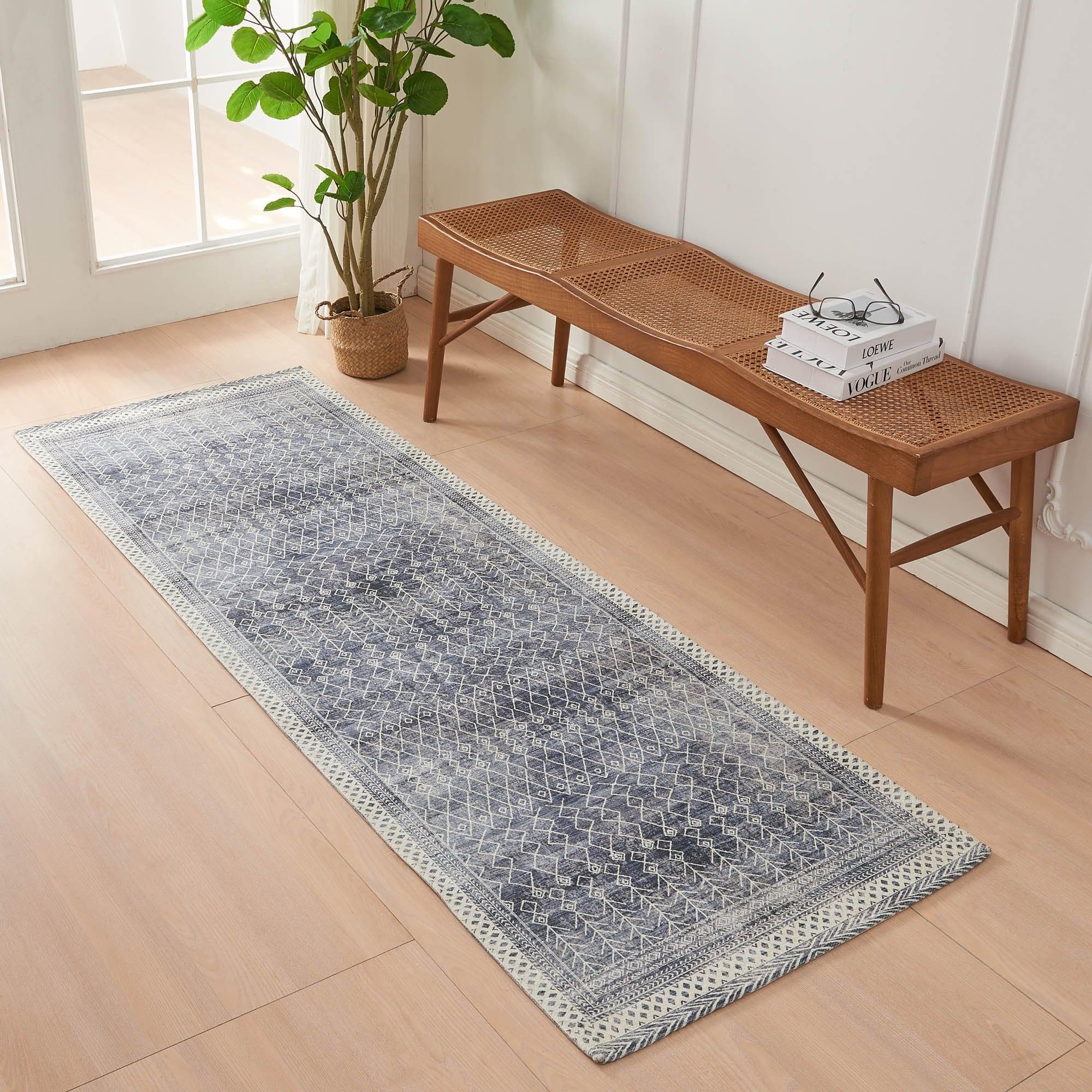 Distressed Moroccan Machine Washable Accent Runner 2'4" x 7' - Neve Collection - Best Buy Furniture