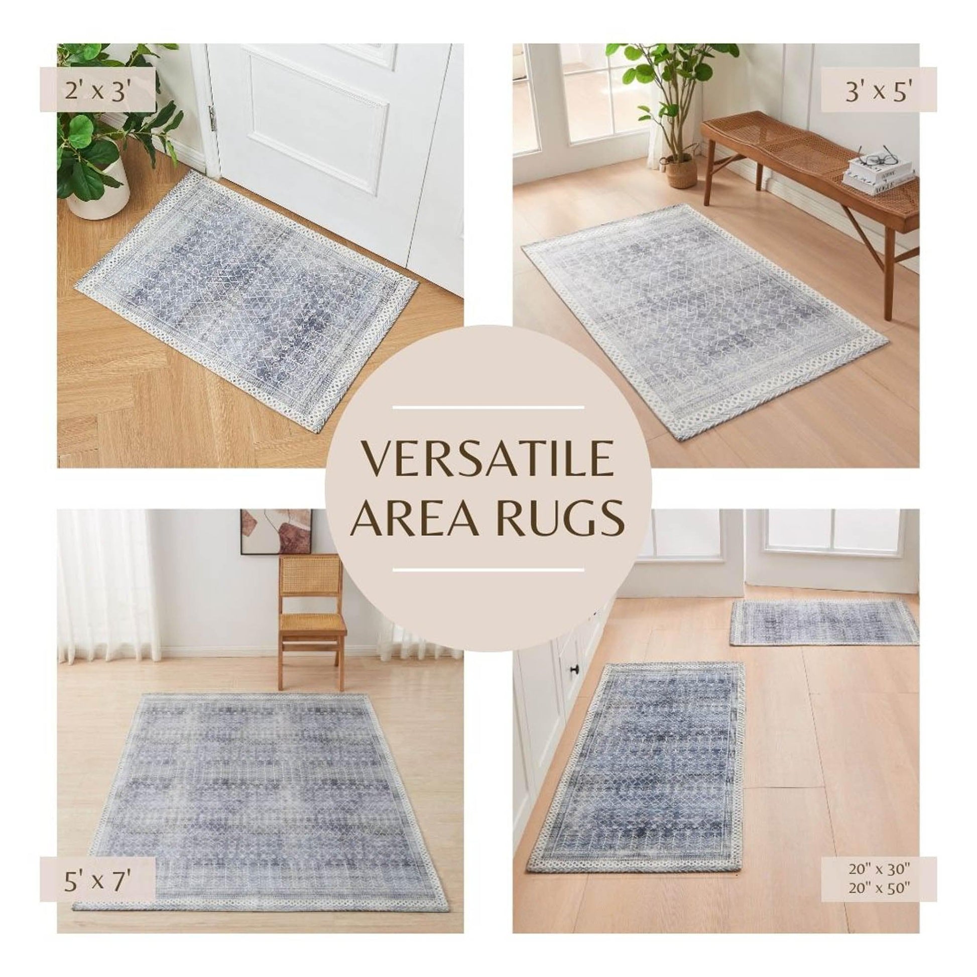 Distressed Moroccan Machine Washable Accent Area Rug & Runner 2 Pack - Neve Collection - Best Buy Furniture