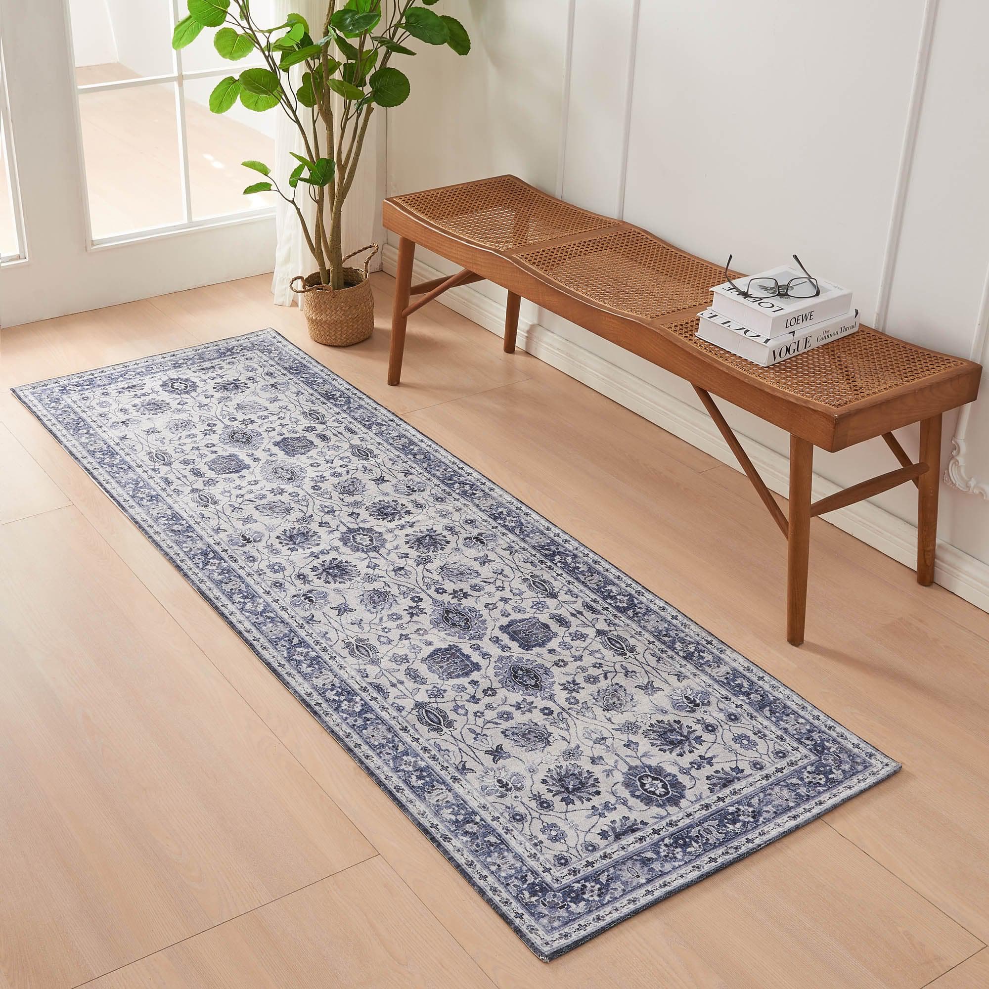Floral Machine Washable Accent Runner 2'4" x 7' - Matra Collection - Best Buy Furniture
