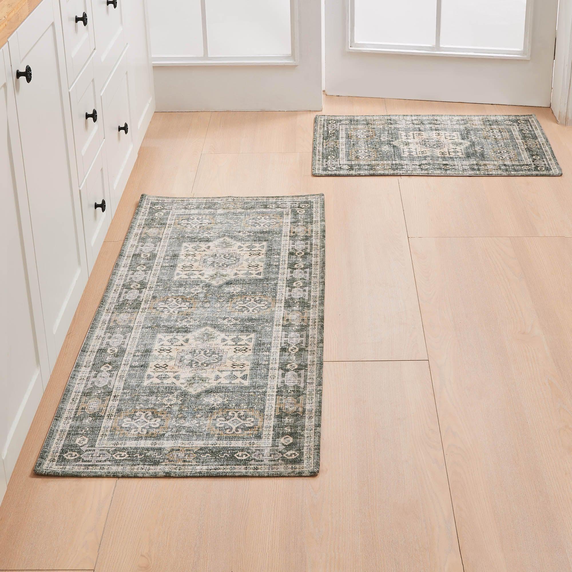 Medallion Machine Washable Accent Area Rug & Runner 2 Pack - Nava Collection - Best Buy Furniture