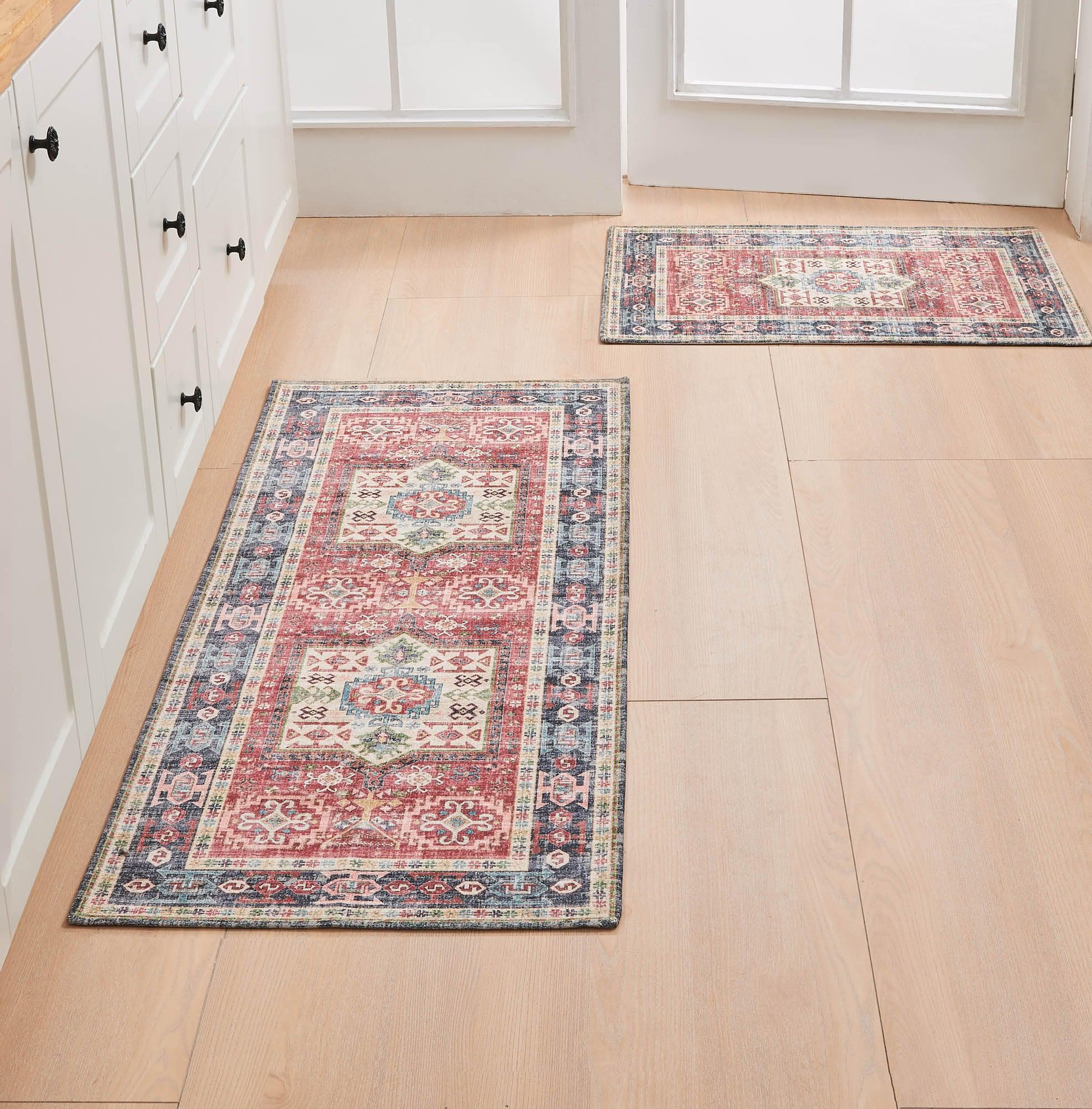 Medallion Machine Washable Accent Area Rug & Runner 2 Pack - Nava Collection - Best Buy Furniture