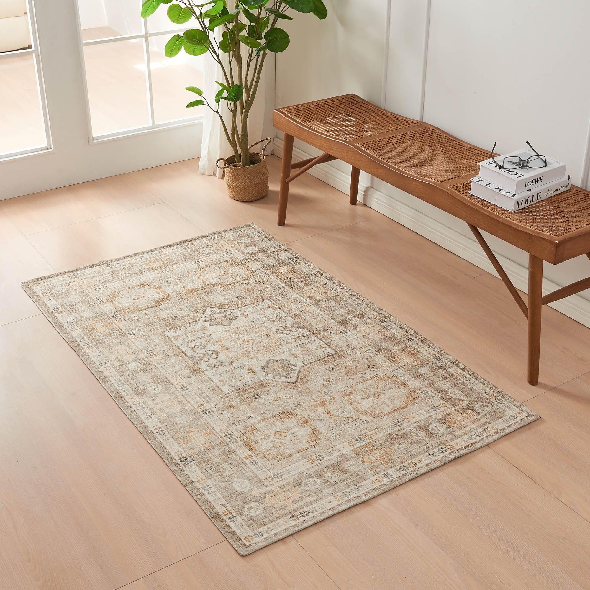 Medallion Machine Washable Accent Area Rug 3' x 5' - Nava Collection - Best Buy Furniture