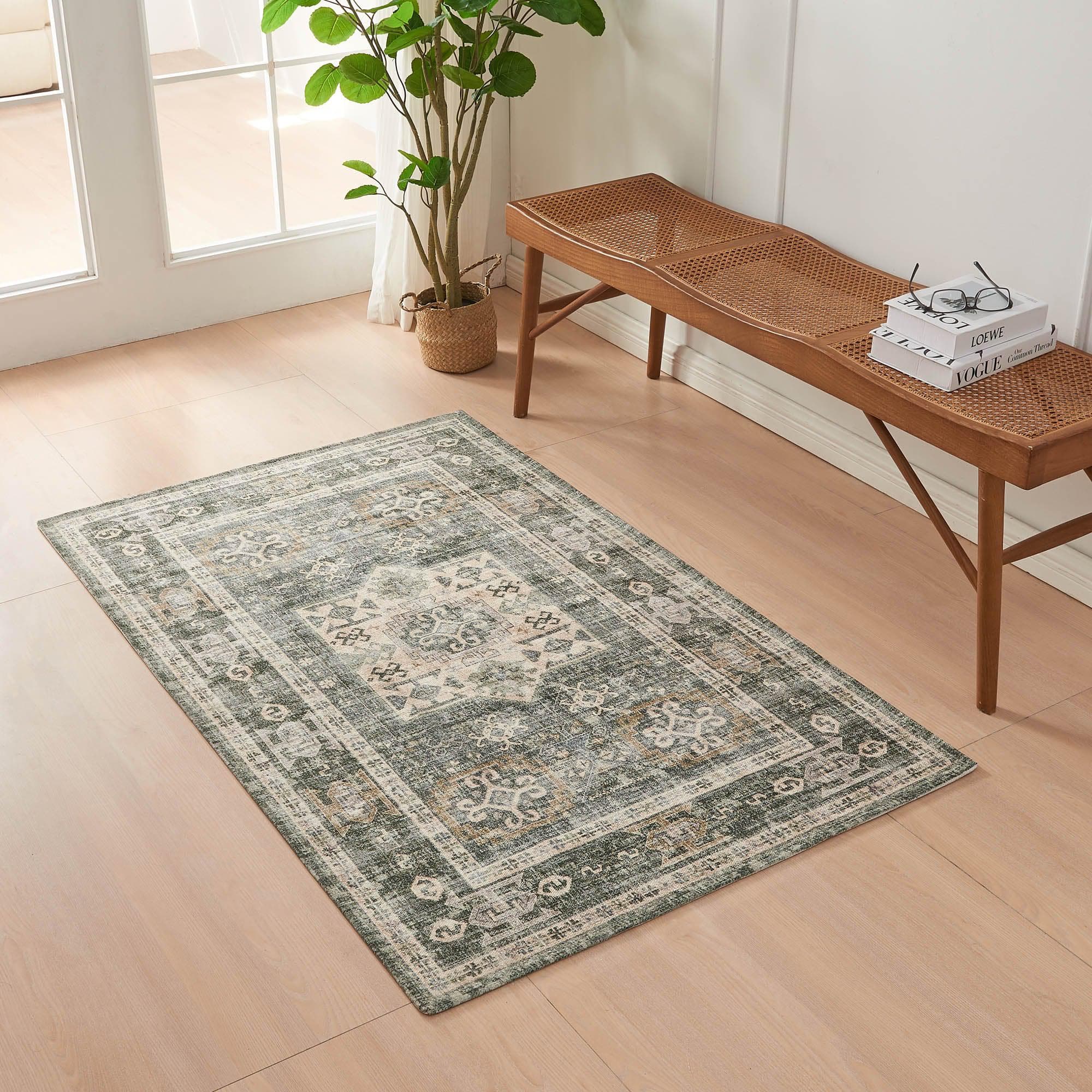 Medallion Machine Washable Accent Area Rug 3' x 5' - Nava Collection - Best Buy Furniture