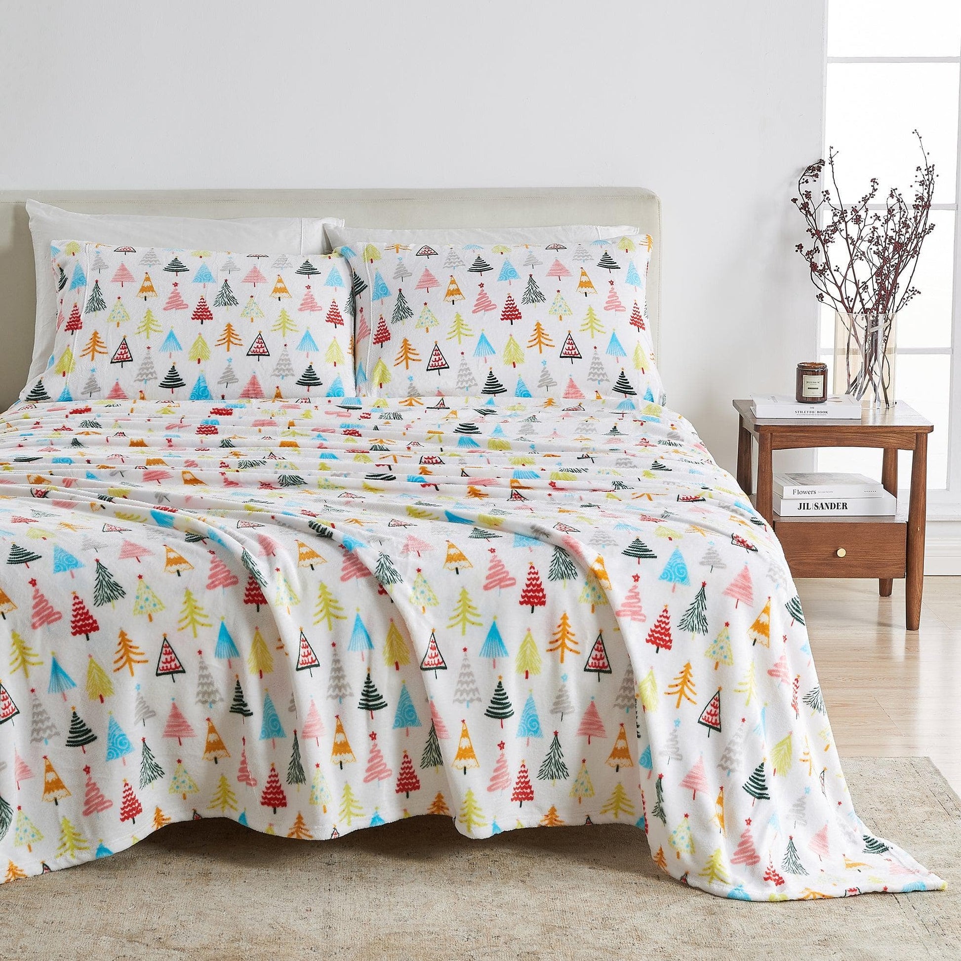 4-Piece Printed Plush Sheet - Velvet Luxe Collection - Best Buy Furniture