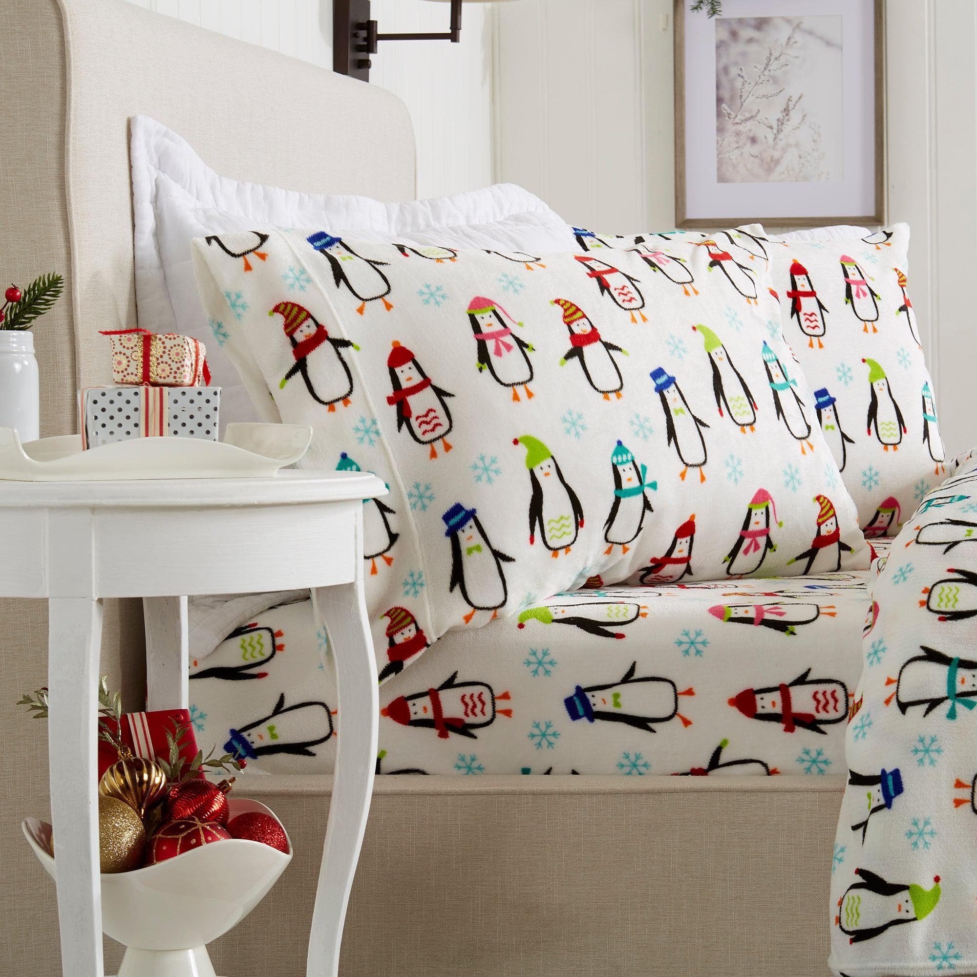 4-Piece Printed Plush Sheet - Velvet Luxe Collection - Best Buy Furniture