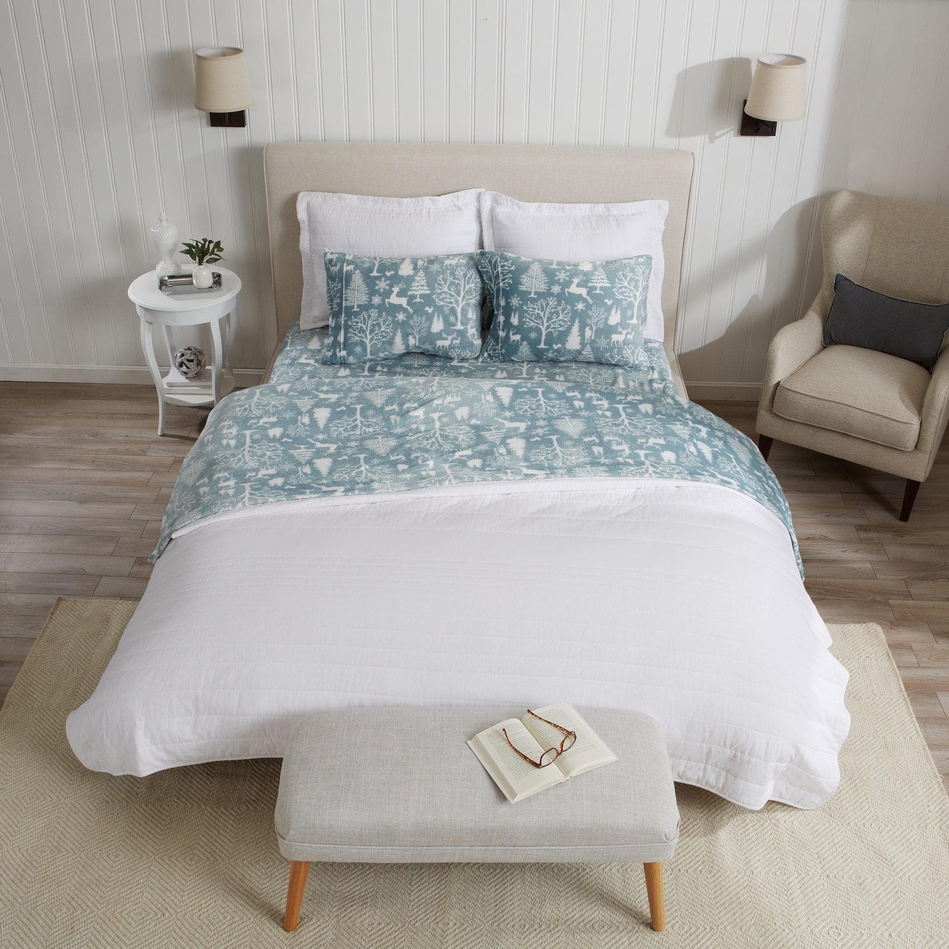 4-Piece Printed Plush Sheet - Velvet Luxe Collection - Best Buy Furniture