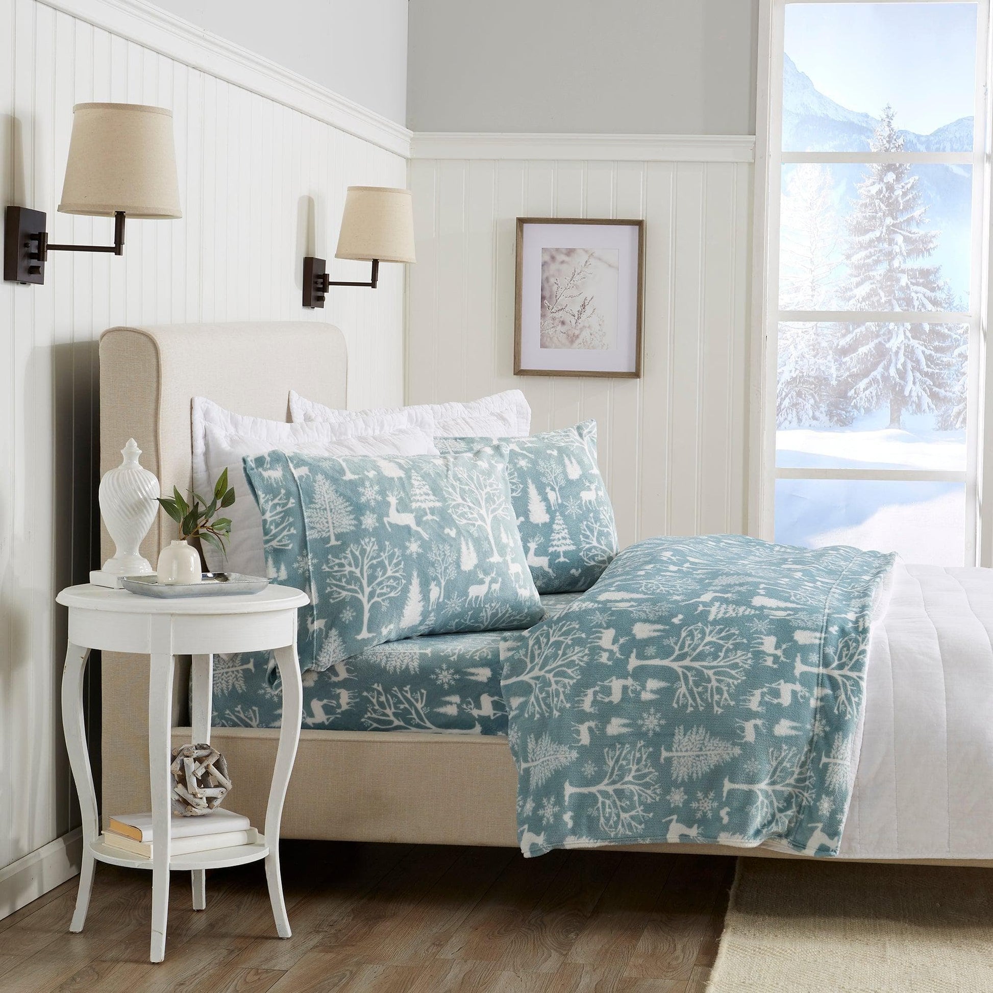 4-Piece Printed Plush Sheet - Velvet Luxe Collection - Best Buy Furniture