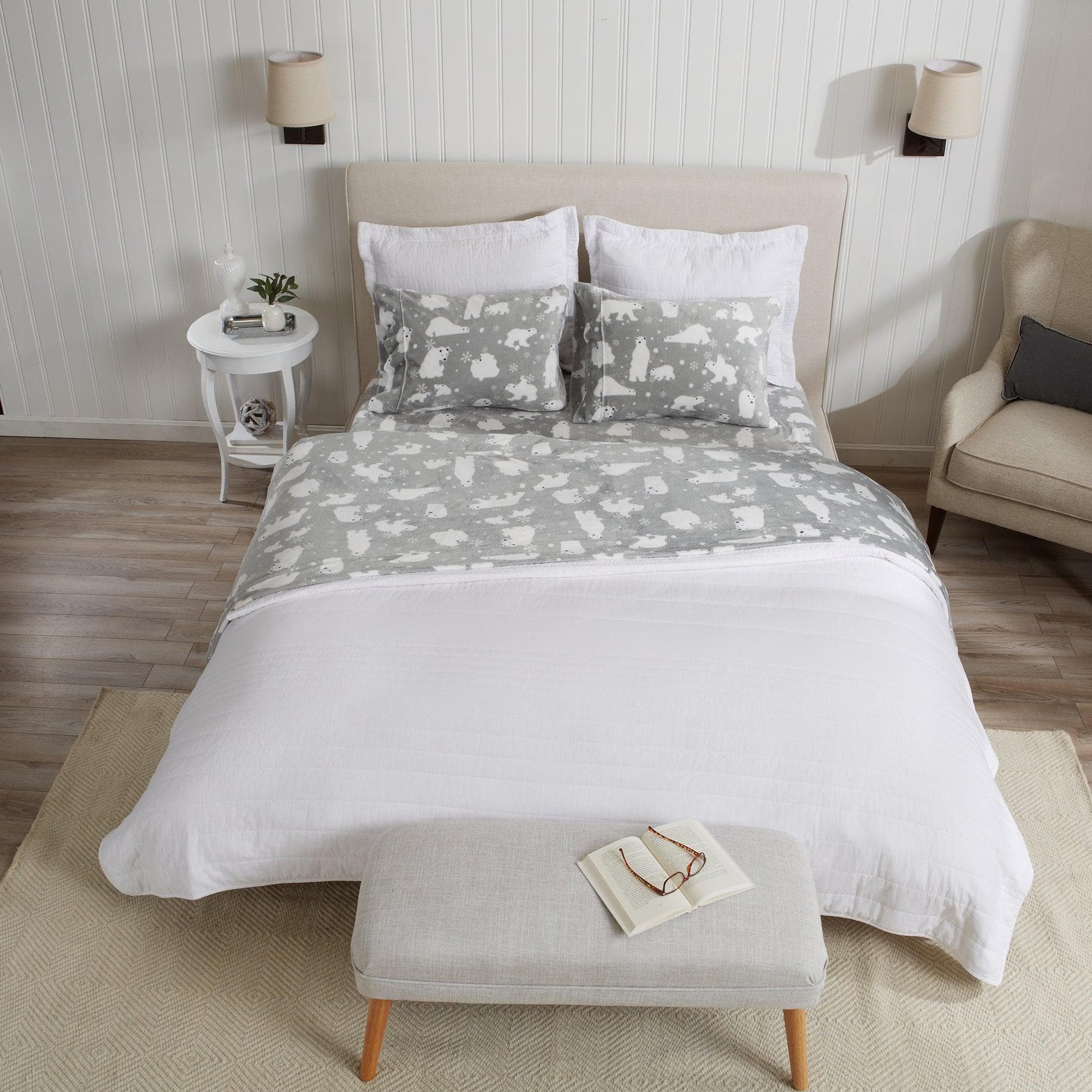 4-Piece Printed Plush Sheet - Velvet Luxe Collection - Best Buy Furniture