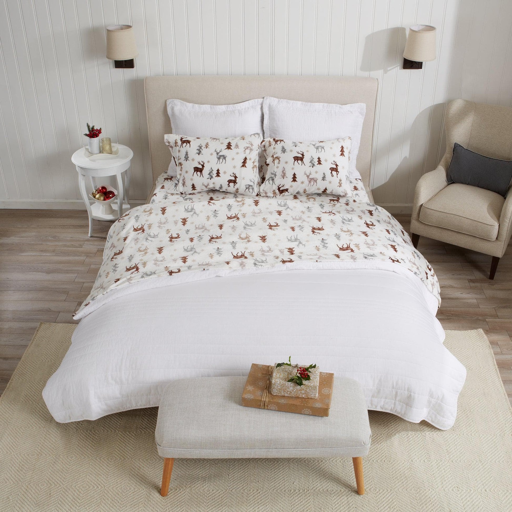 4-Piece Printed Plush Sheet - Velvet Luxe Collection - Best Buy Furniture