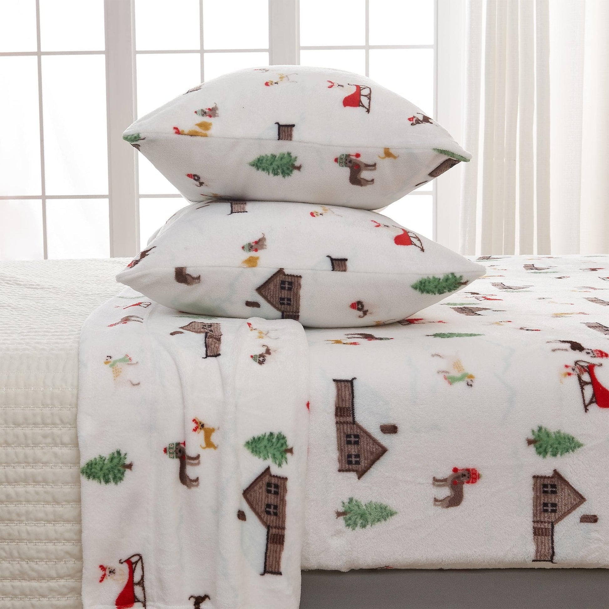 4-Piece Printed Plush Sheet - Velvet Luxe Collection - Best Buy Furniture