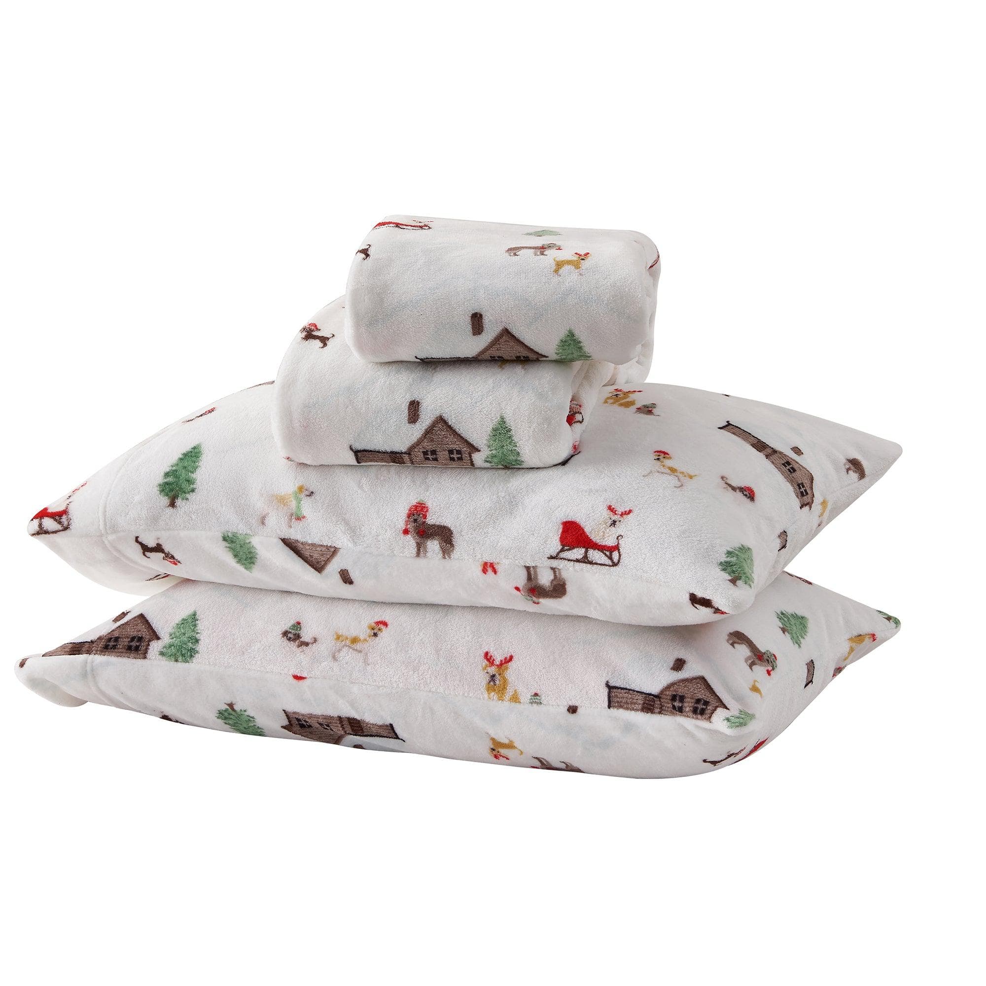 4-Piece Printed Plush Sheet - Velvet Luxe Collection - Best Buy Furniture