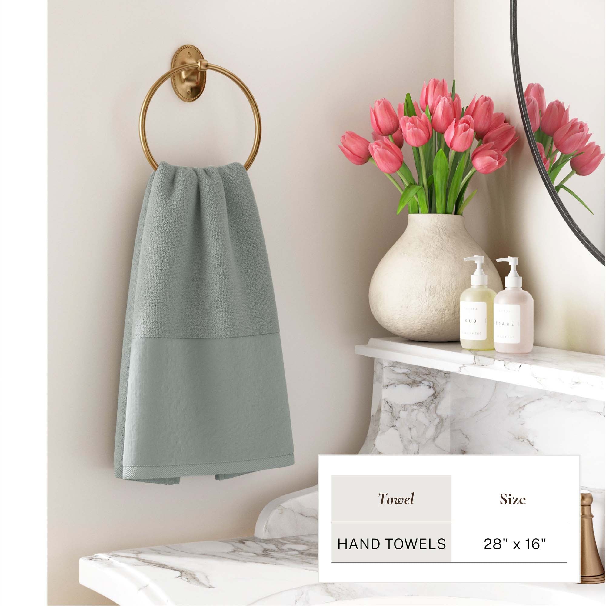 Cotton Linen-Like Border 6-Piece Towel Set - Priya Collection - Best Buy Furniture