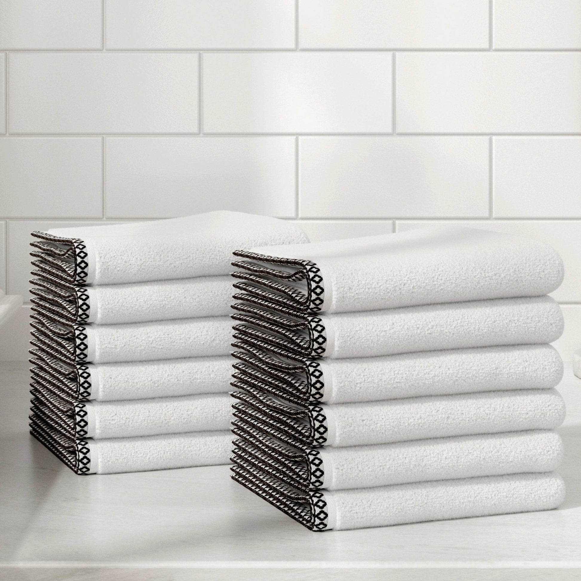 Cotton Border-Stitched 6-Piece Towel Set - Valery Collection - Best Buy Furniture