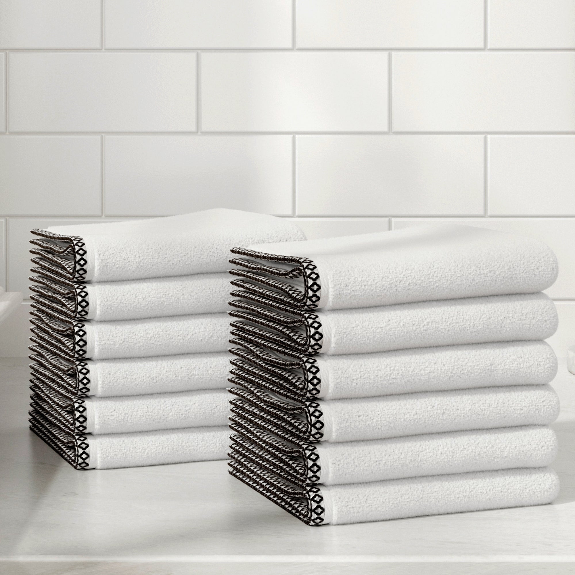 Cotton Border-Stitched 6-Piece Towel Set - Valery Collection - Best Buy Furniture