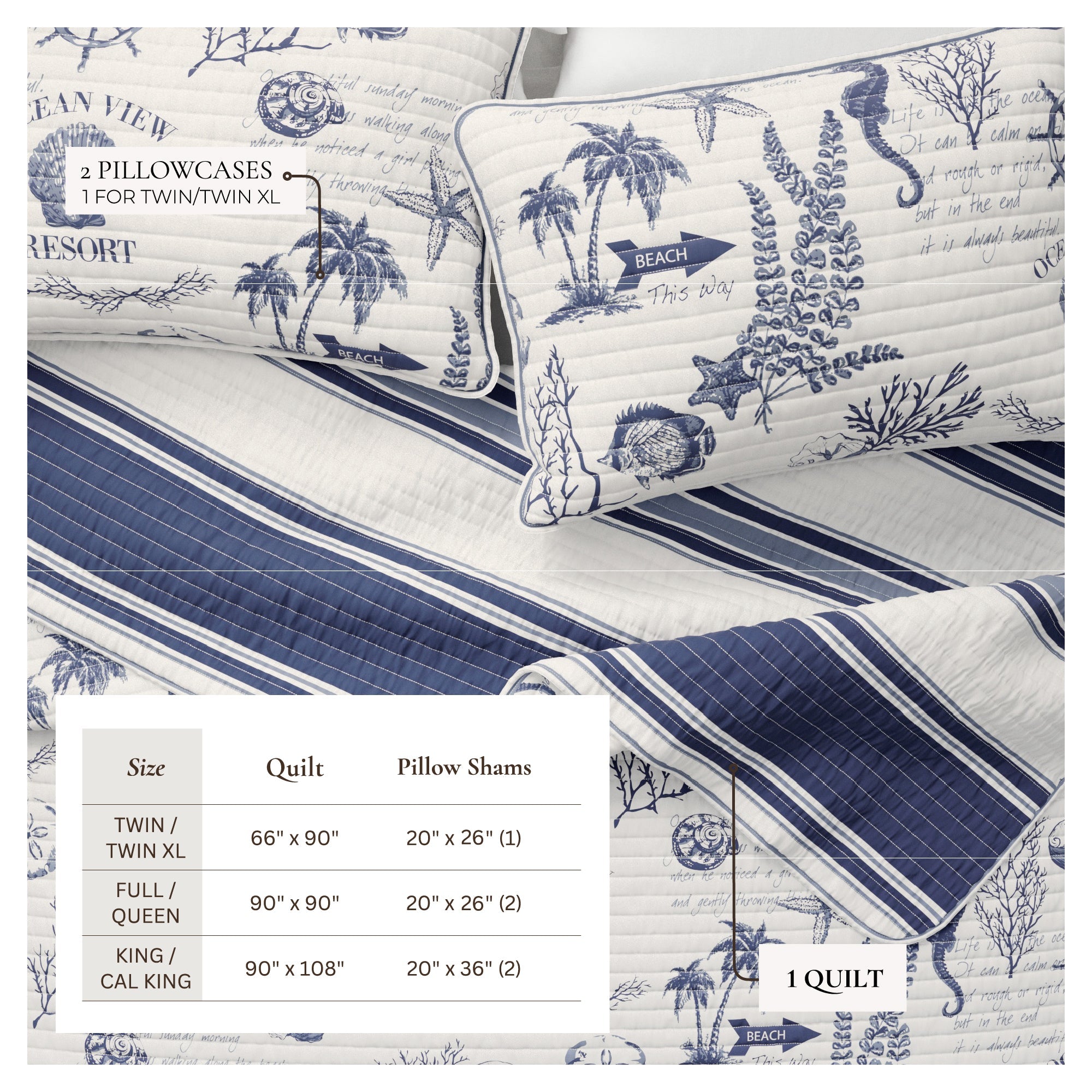 Coastal Printed Cotton Quilt Set - Calypso Collection - Best Buy Furniture
