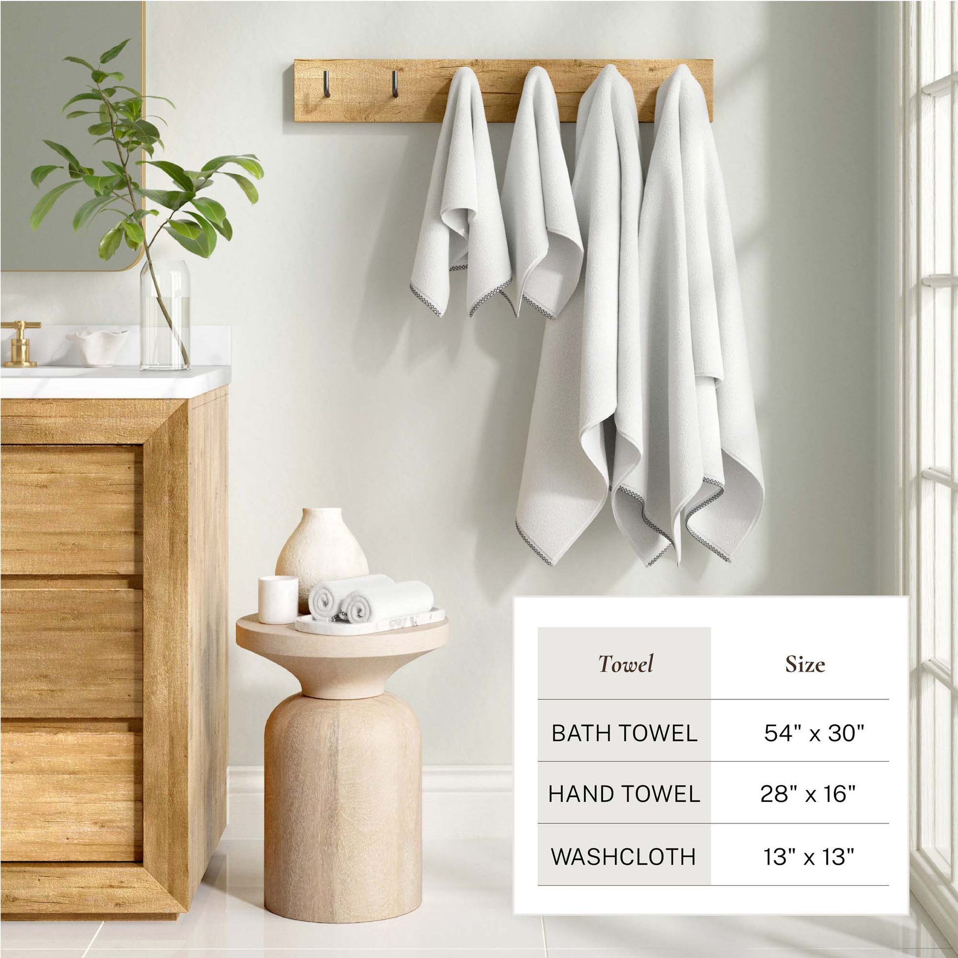 Cotton Border-Stitched 6-Piece Towel Set - Valery Collection - Best Buy Furniture