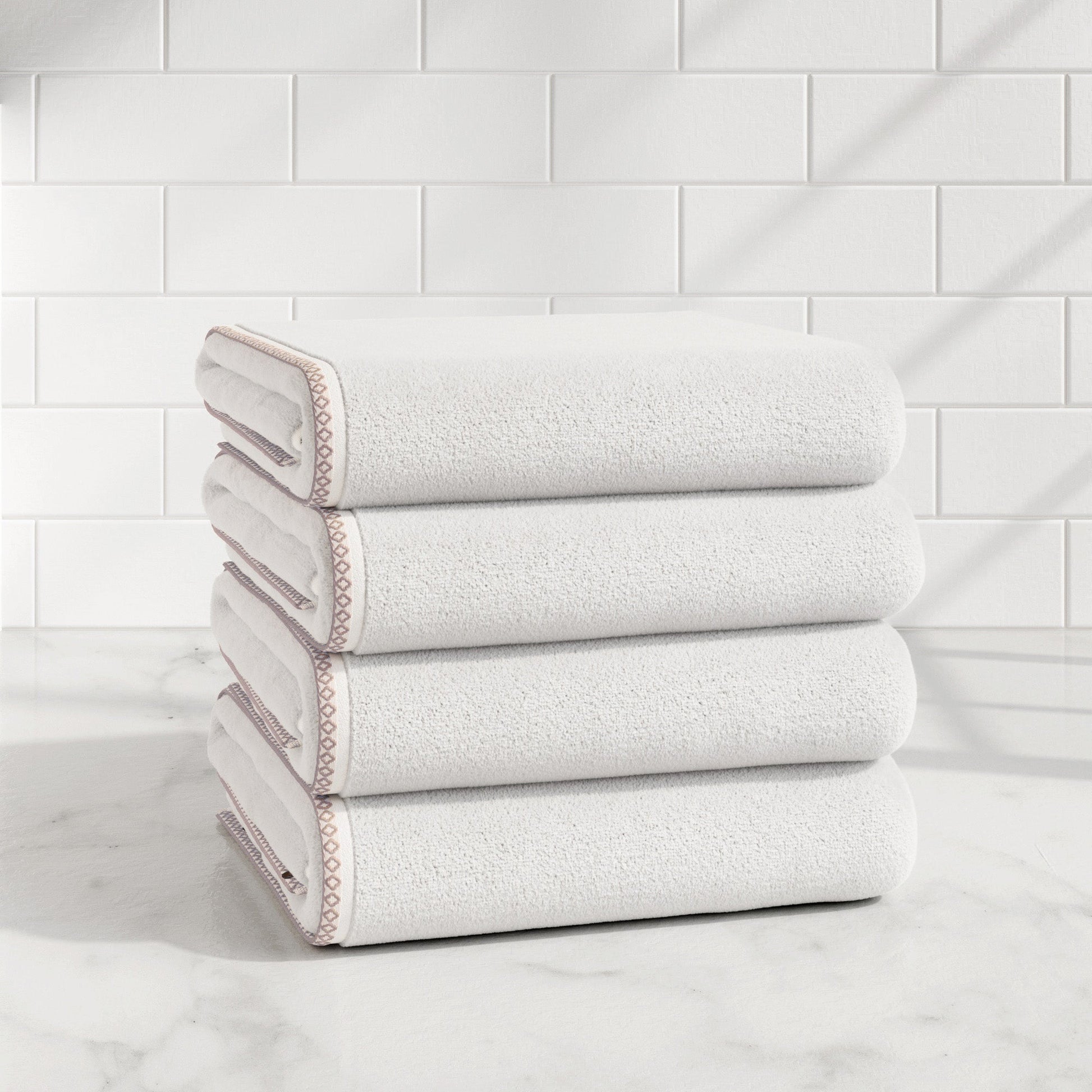 Cotton Border-Stitched 6-Piece Towel Set - Valery Collection - Best Buy Furniture