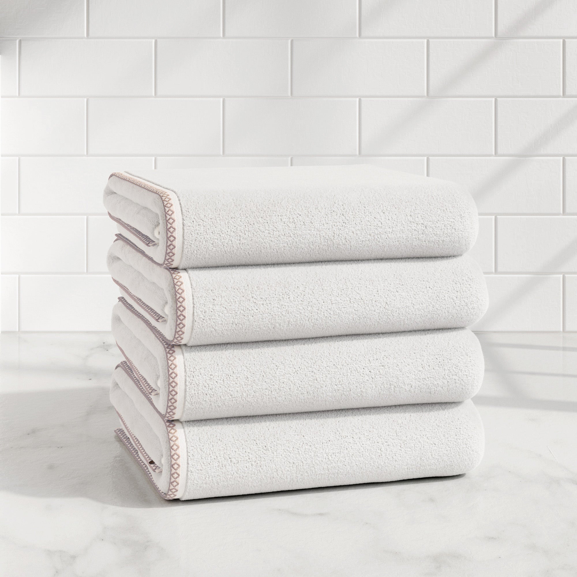 Cotton Border-Stitched 6-Piece Towel Set - Valery Collection - Best Buy Furniture