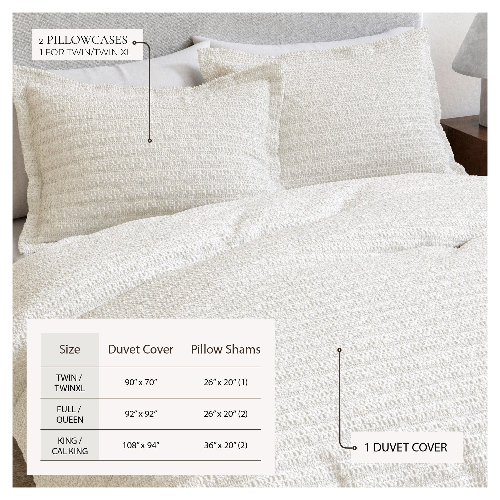 100% Cotton Honeycomb Waffle Duvet Set - Mattea Collection - Best Buy Furniture
