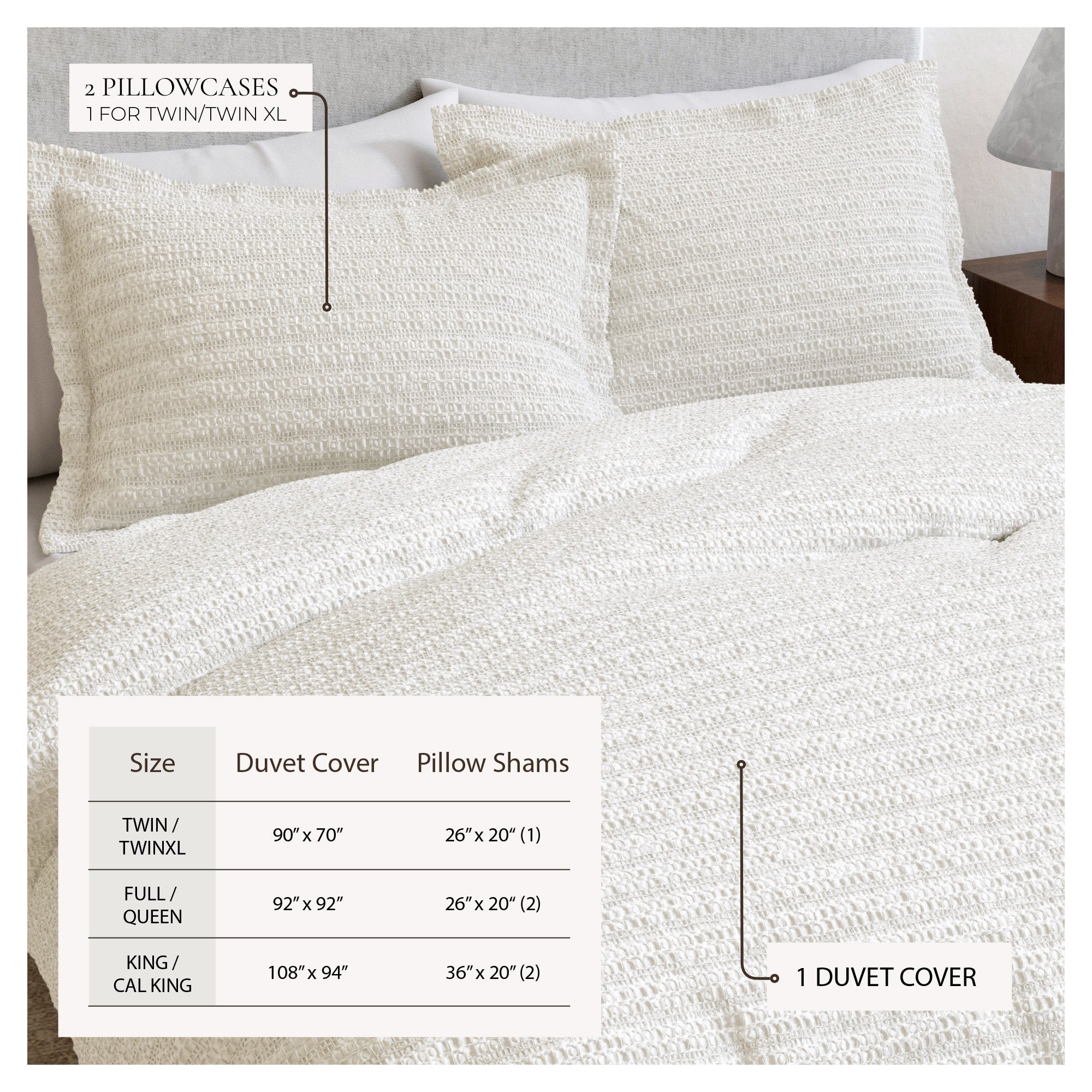 100% Cotton Honeycomb Waffle Duvet Set - Mattea Collection - Best Buy Furniture