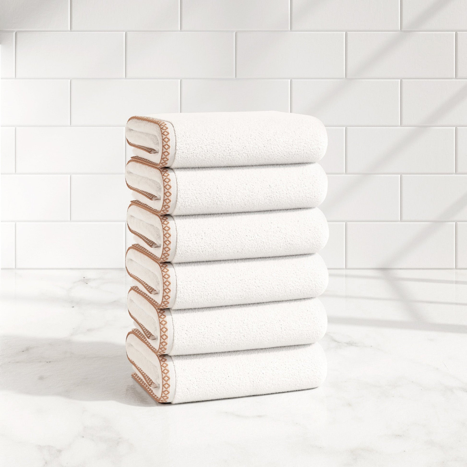 Cotton Border-Stitched 6-Piece Towel Set - Valery Collection - Best Buy Furniture